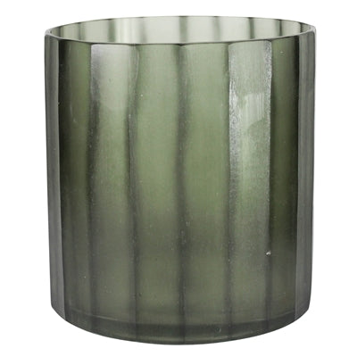 Cut Glass Vase, Green - Lrg