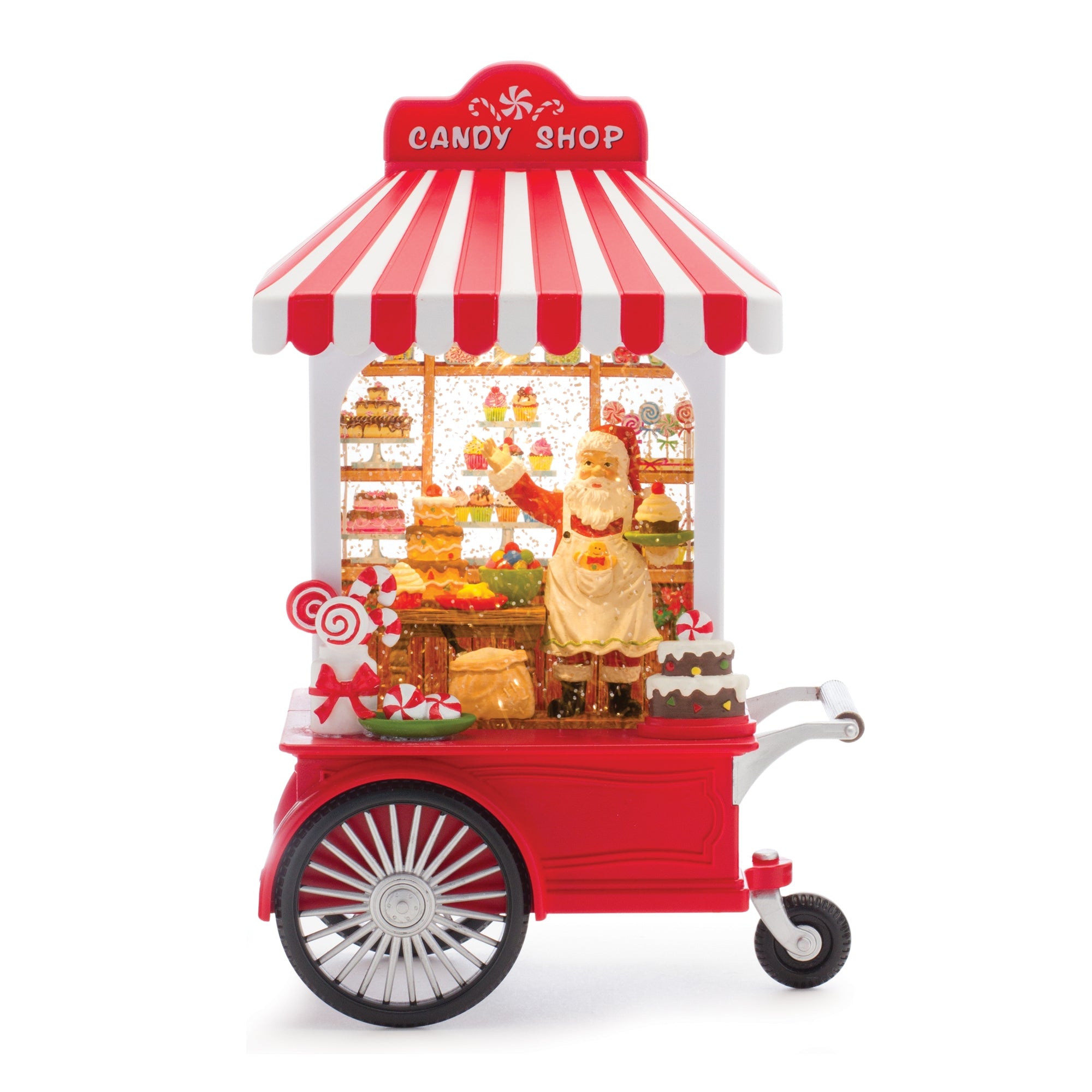 Snow Globe Candy Shop 10.75”H  6 Hr Timer 3AA Batteries Not Included or USB Cord Included