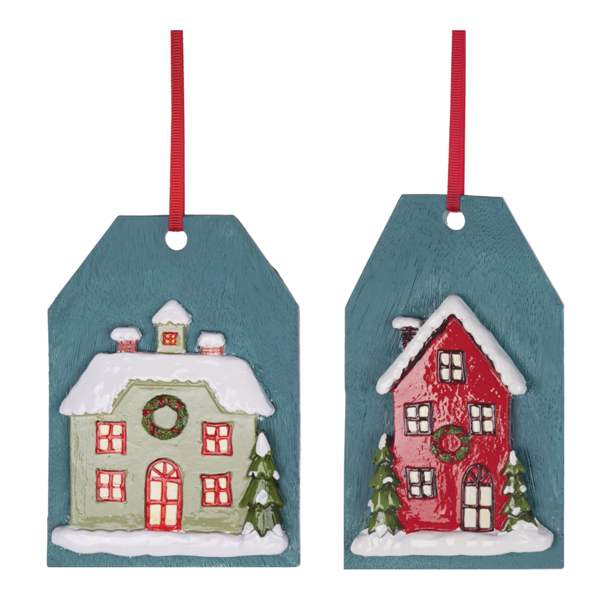 Tag Ornament (2 Asst) 5"H, 5.5"H Resin