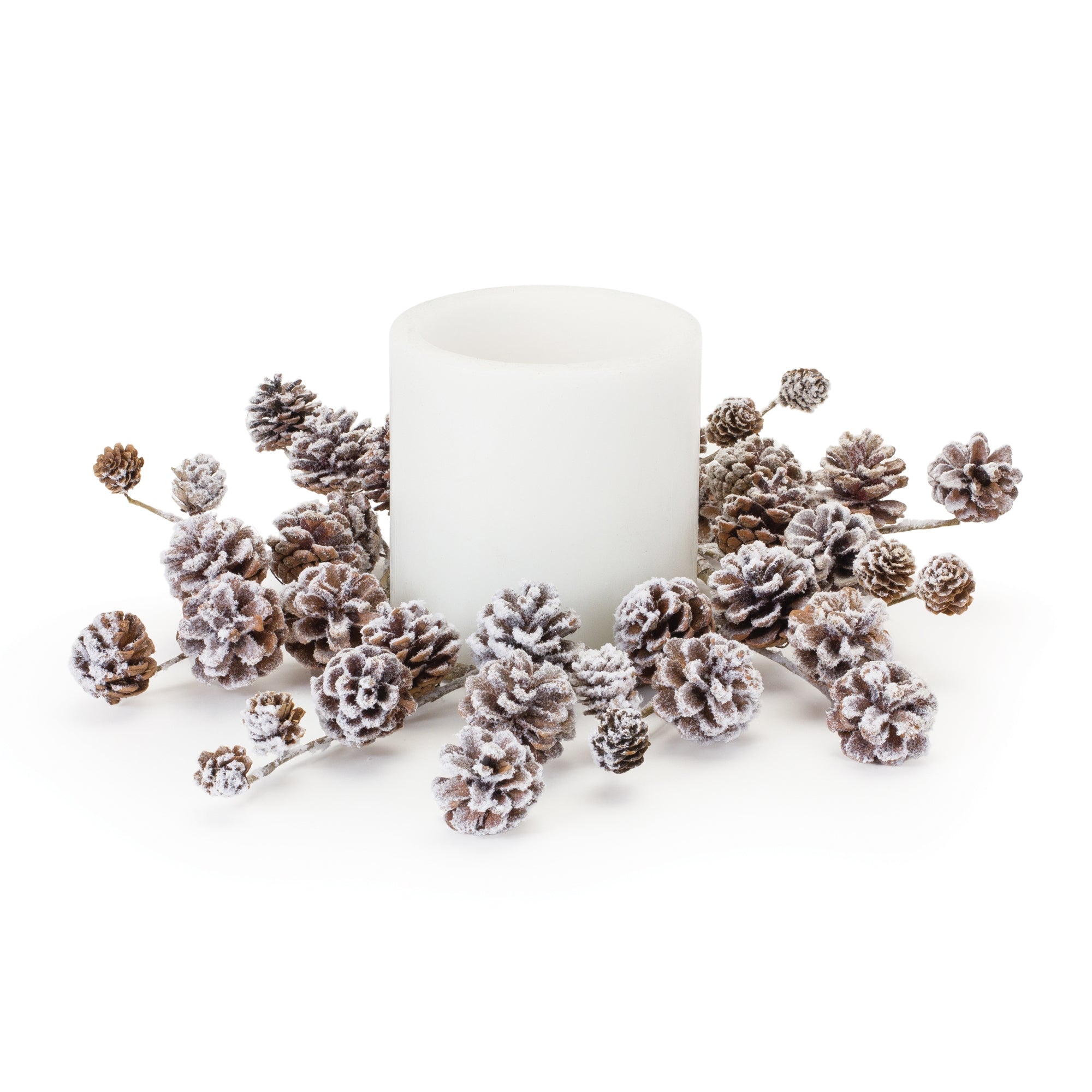 Snowy Pine Cone Candle Ring 16.25"D Cone (Fits a 6" Candle)