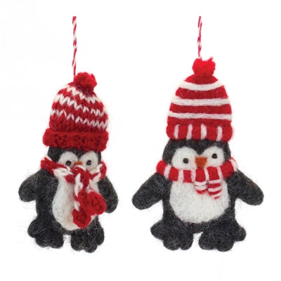 Penguin Ornament (2 Asst) 4.5”H Wool