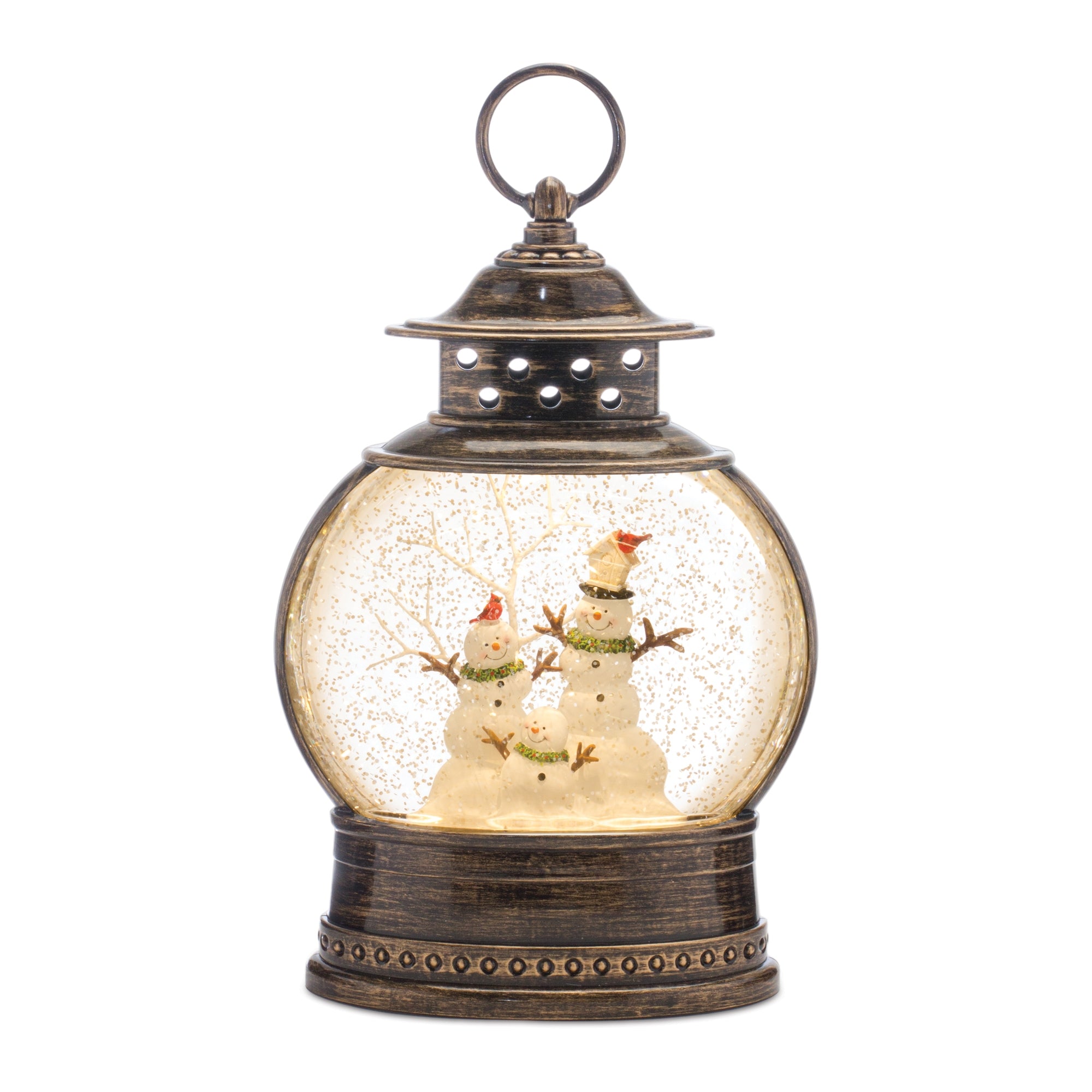 Snow Globe Snowman Family 11.5”H  6 Hr Timer 3AA Batteries Not Included or USB Cord Included