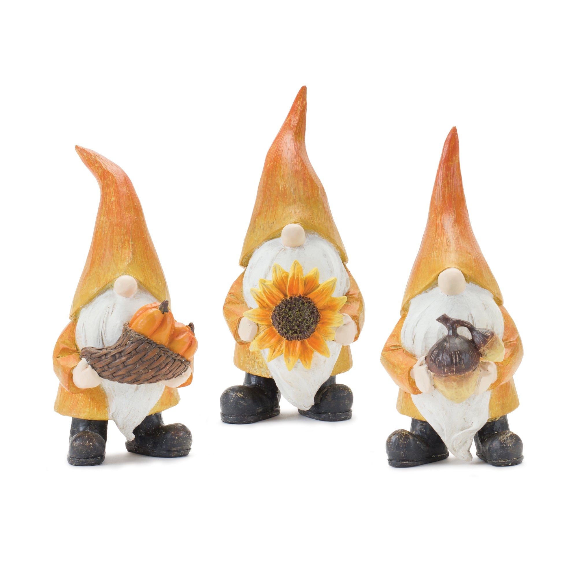 Fall Gnome (3 Asst) 7.25"H, 7.75"H, 8"H Resin