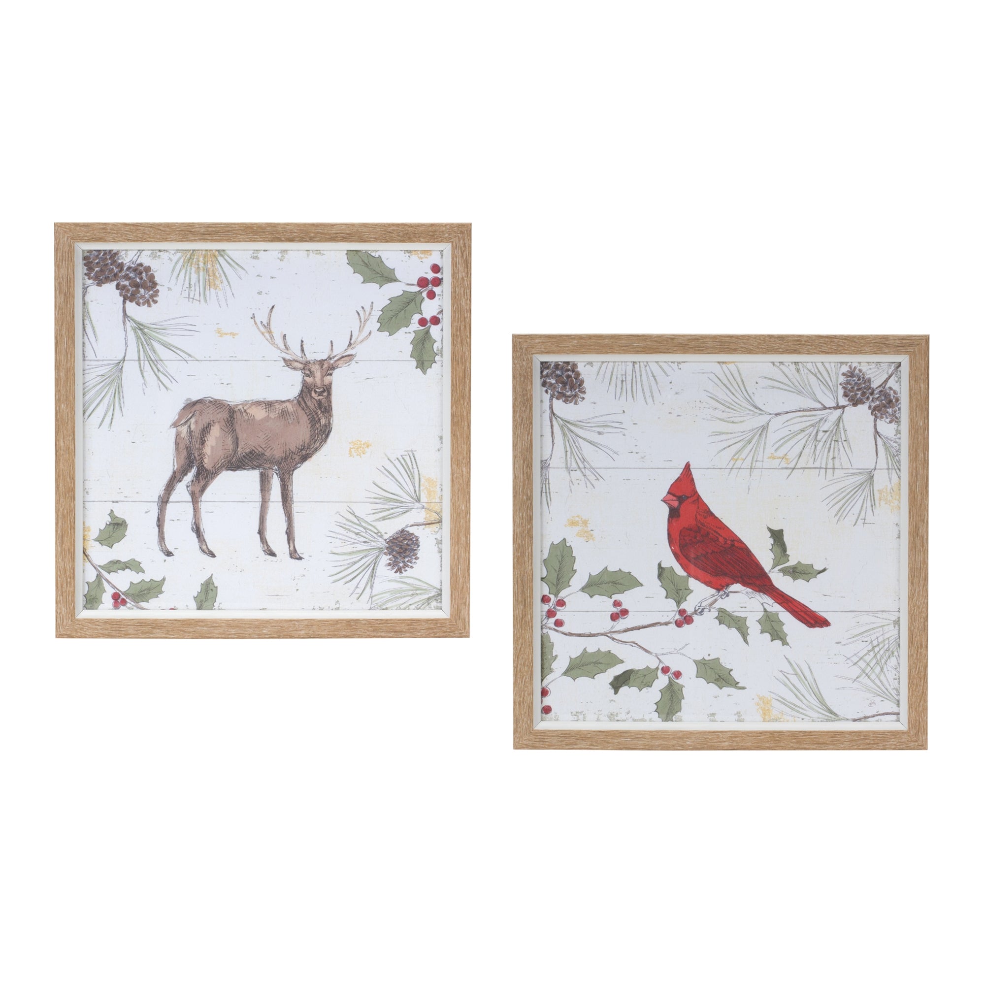 Deer and Cardinal Frame (2 Asst) 10.25”SQ /Wood