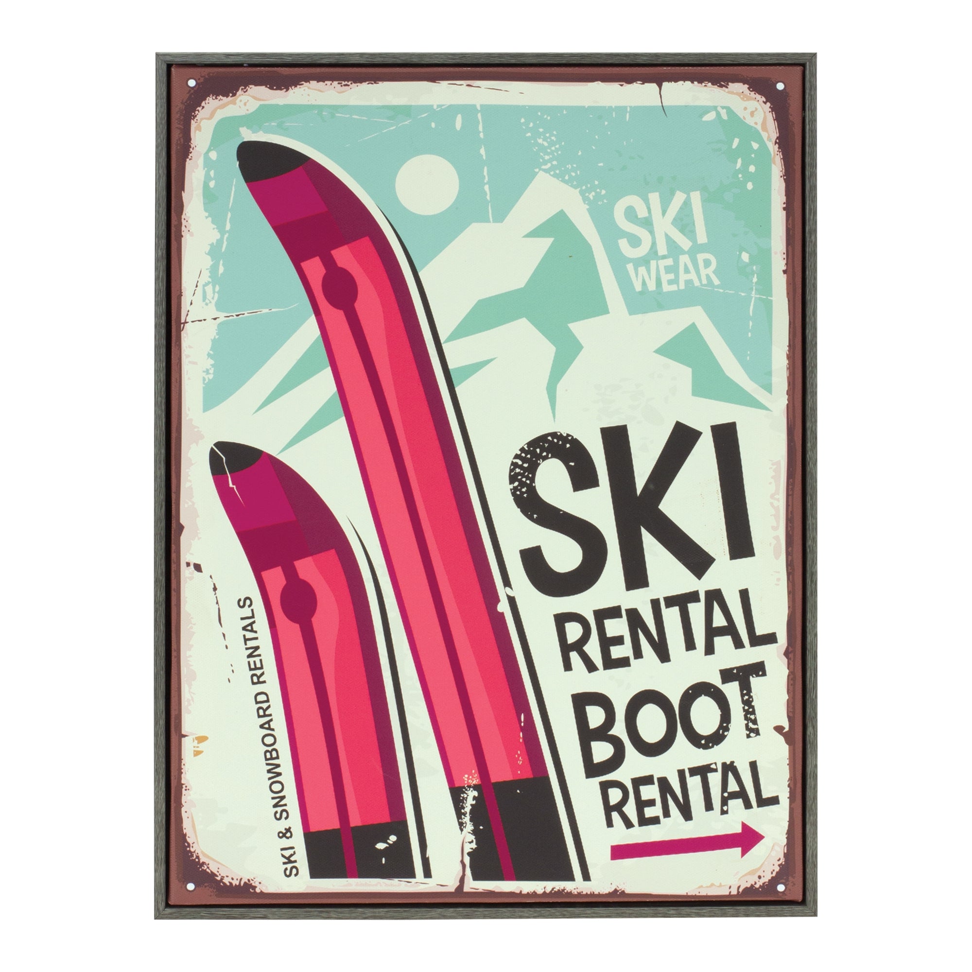Ski Rental Frame 11.75"L x 15.5"H /Wood