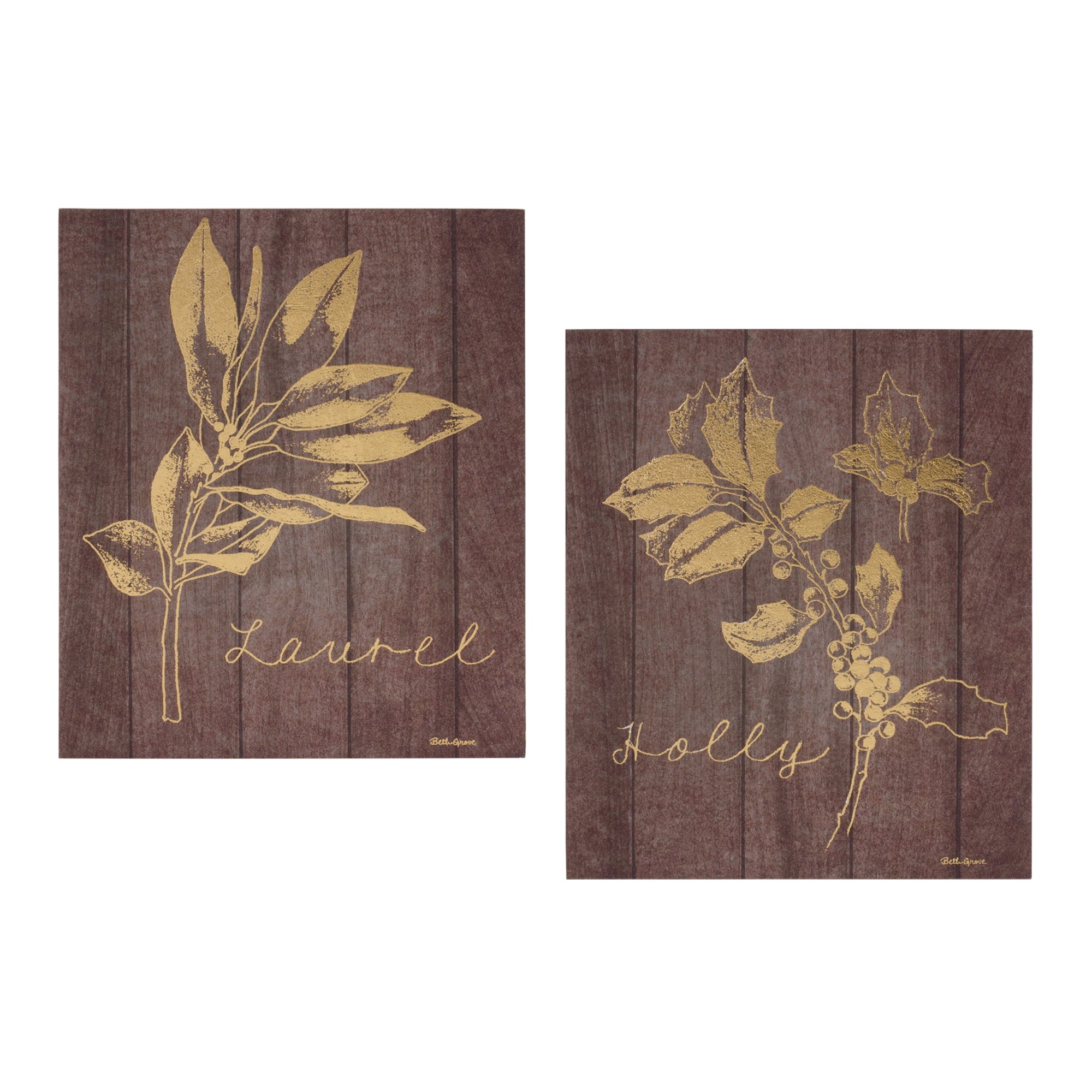 Laurel and Holly Plaque (2 Asst) 9"L x 11"H /Wood