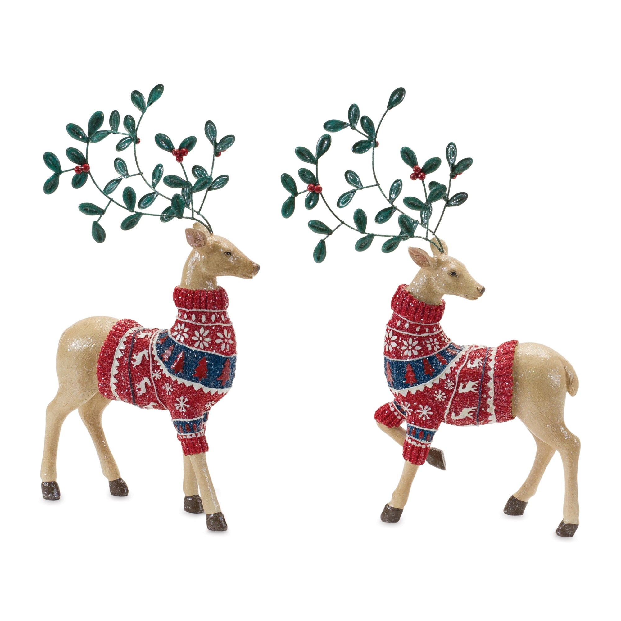 Deer (2 Asst) 7"L x 14.5"H, 9.25"L x 14.75"H Resin/Metal