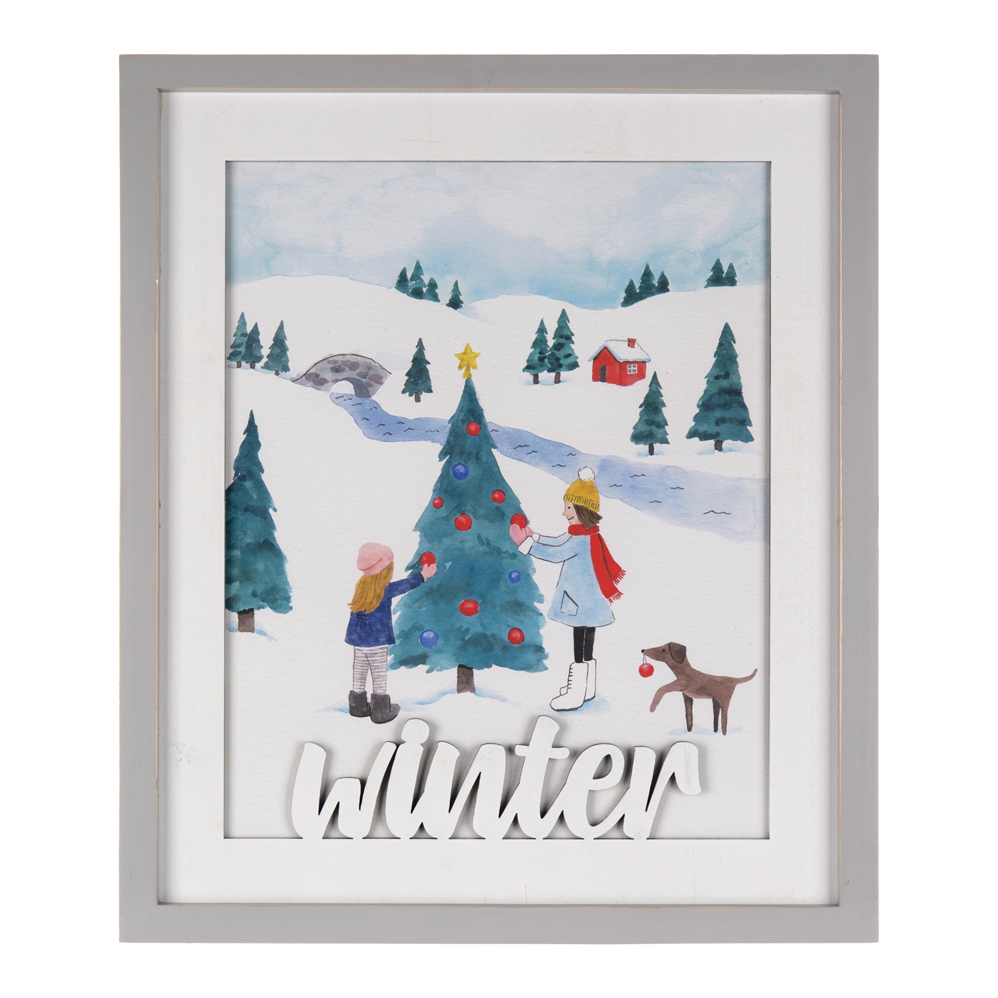 Winter Scene Frame 15.75"L x 19"H Wood/Wood