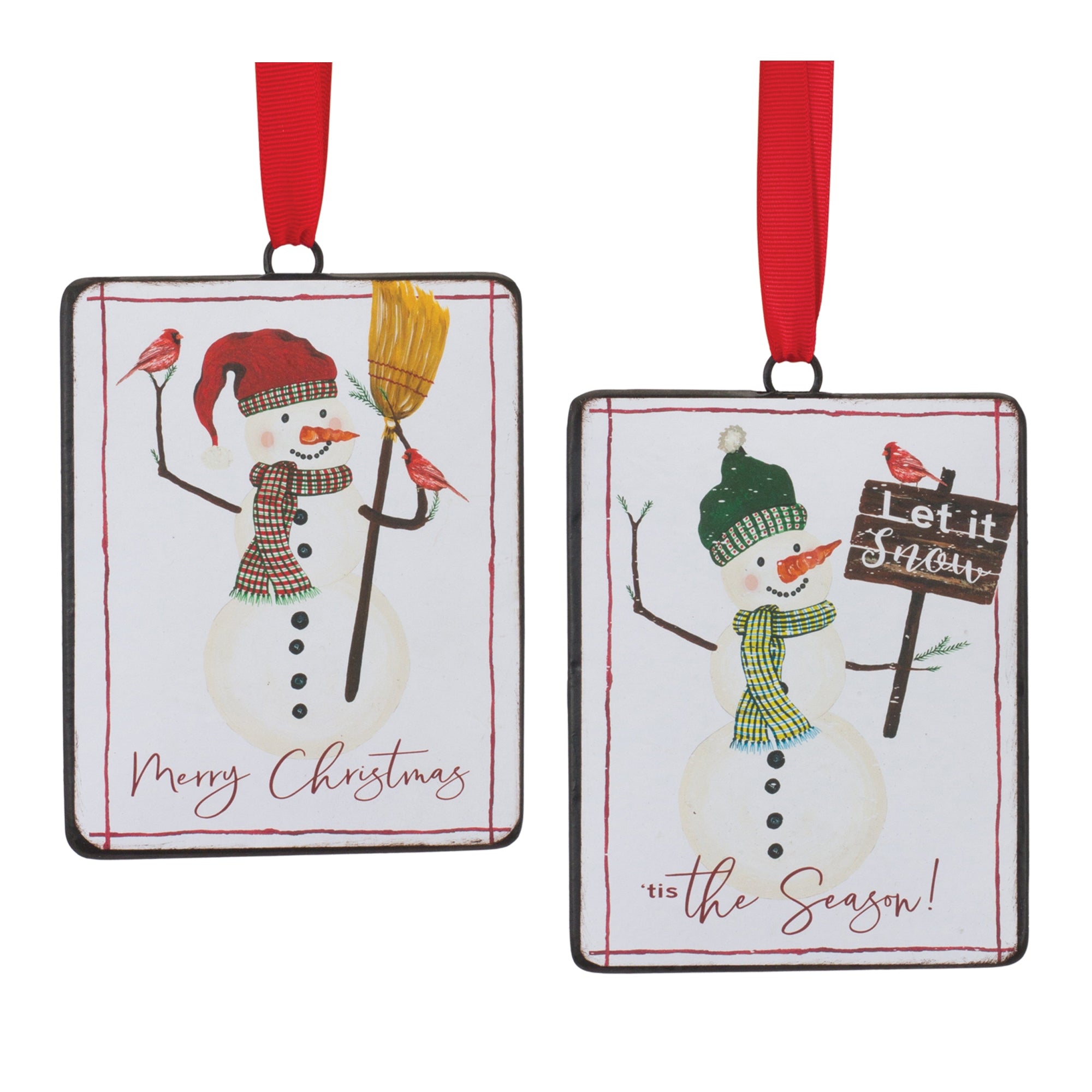 Snowman Ornament (2 Asst) 5.5”H Iron