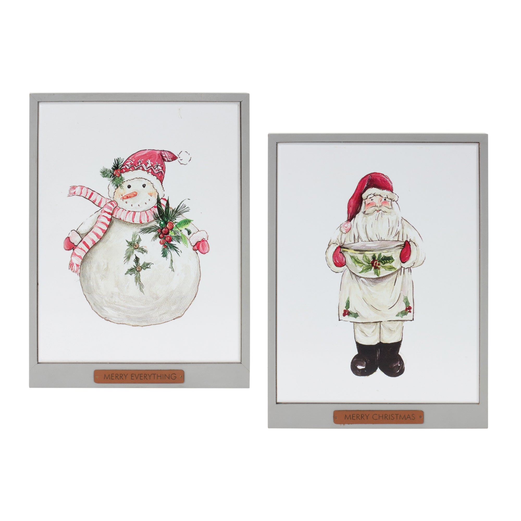 Santa and Snowman Frame (2 Asst) 10.5"L x 14"H Wood