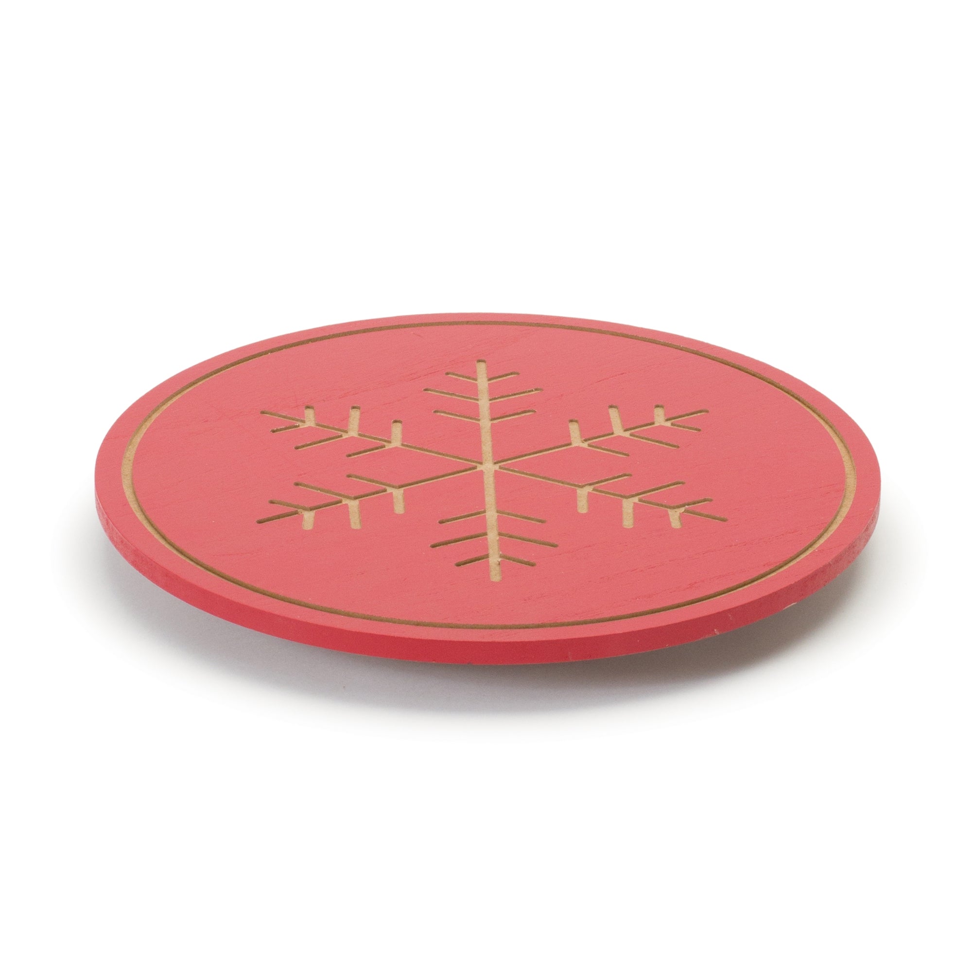 Snowflake Tray (Lazy Susan) 11.75"D x 1.25"H Wood