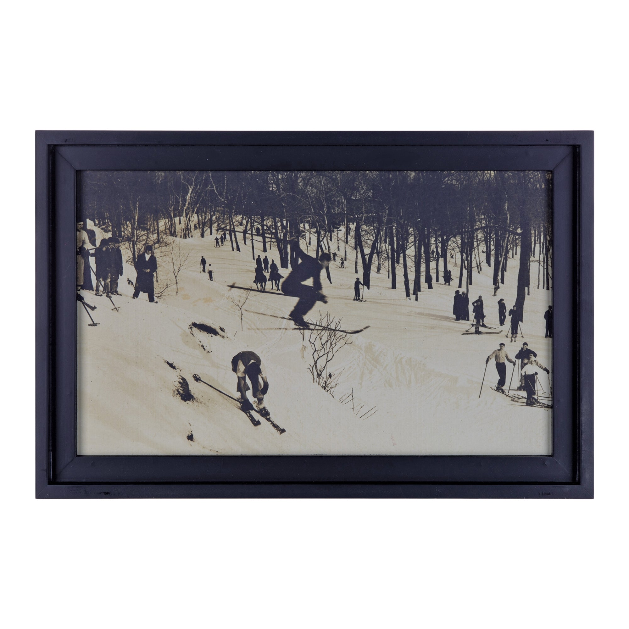 Vintage Skier Frame 18"L x 12"H Wood/Paper