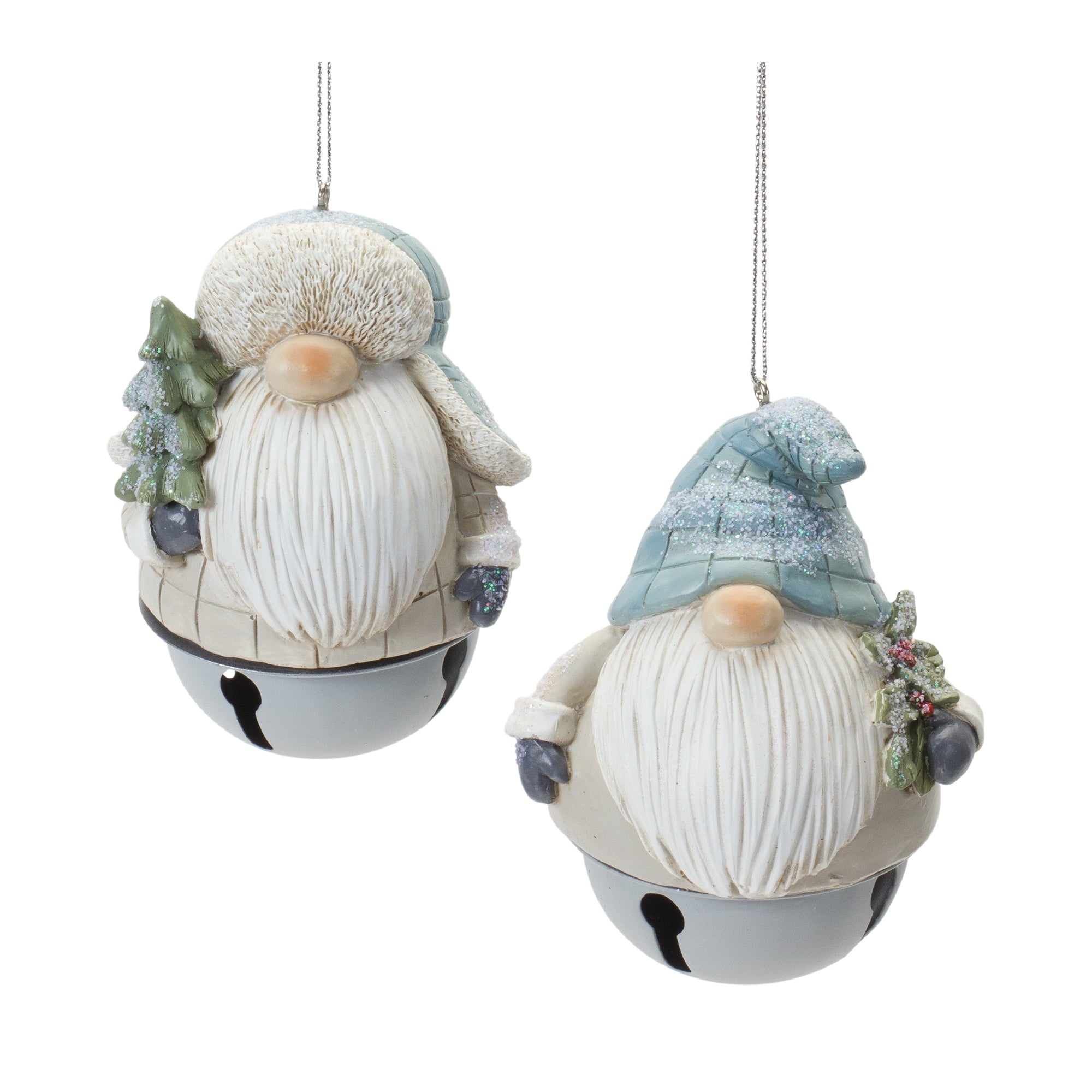 Gnome/Bell Ornament (2 Asst) 4.25”H Resin