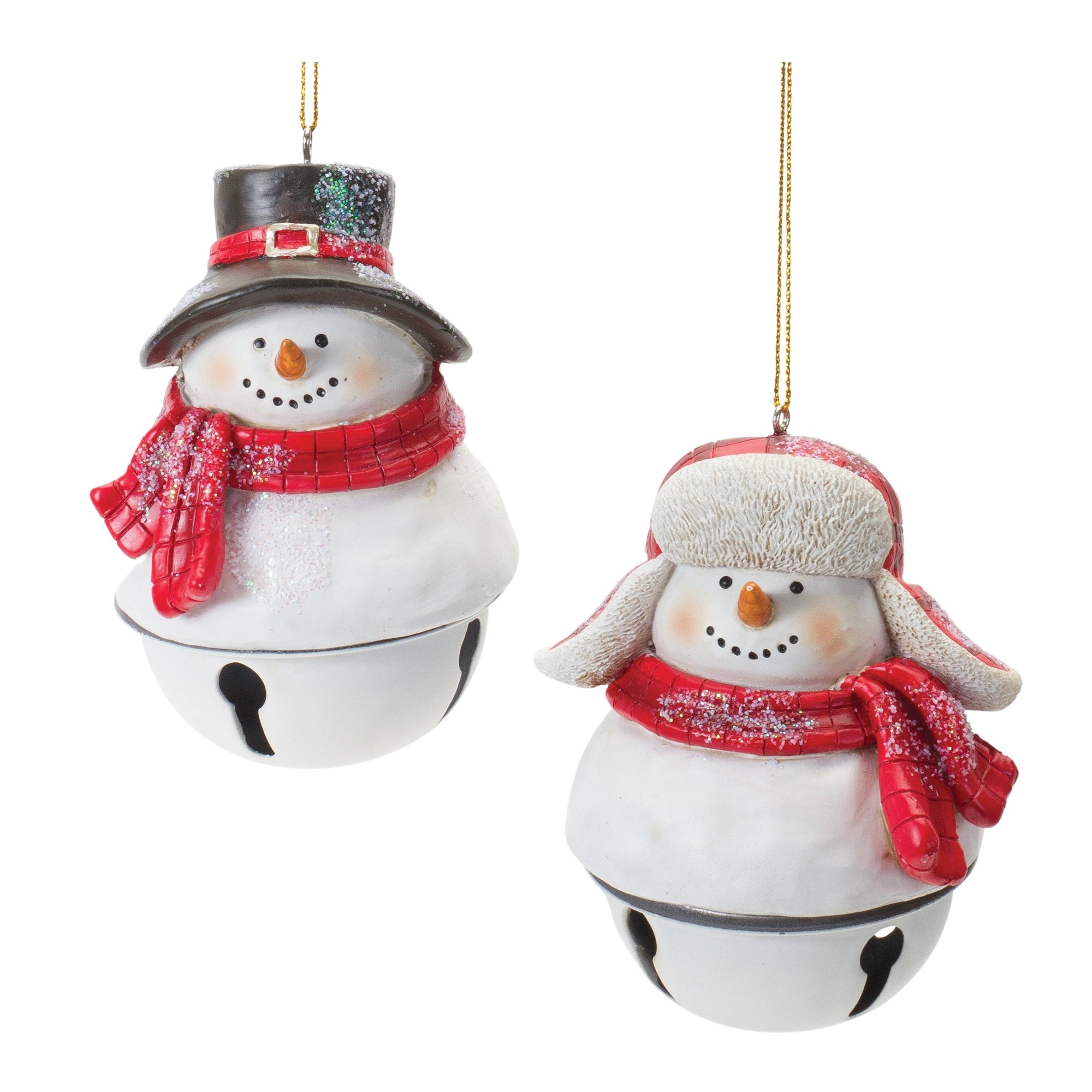 Snowman/Bell Ornament (2 Asst) 4.5”H Resin