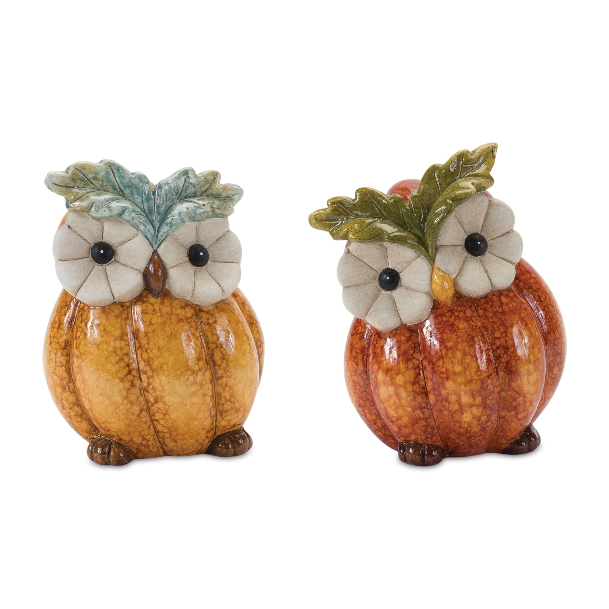 Pumpkin Owl (2 Asst) 6.75"H, 7"H Terra Cotta