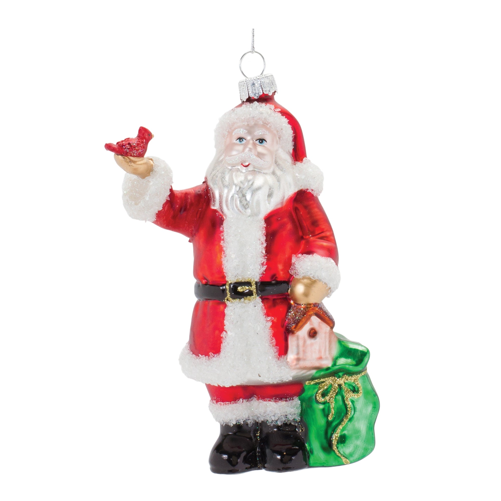 Santa Ornament 6.25”H Glass