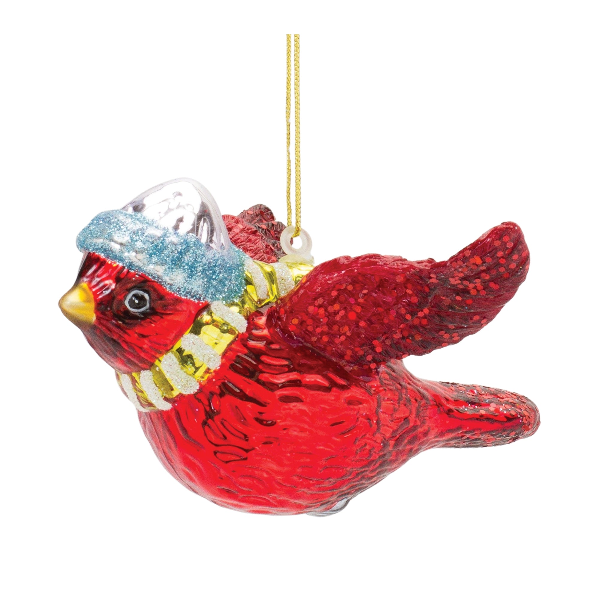 Cardinal Ornament 4"L x 2.5"H Glass