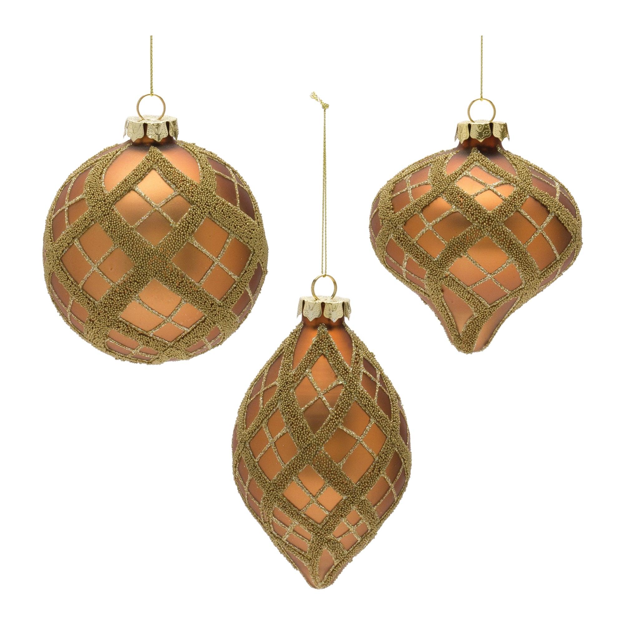 Ornament (3 Asst) 4"H, 4.75"H, 6"H Glass