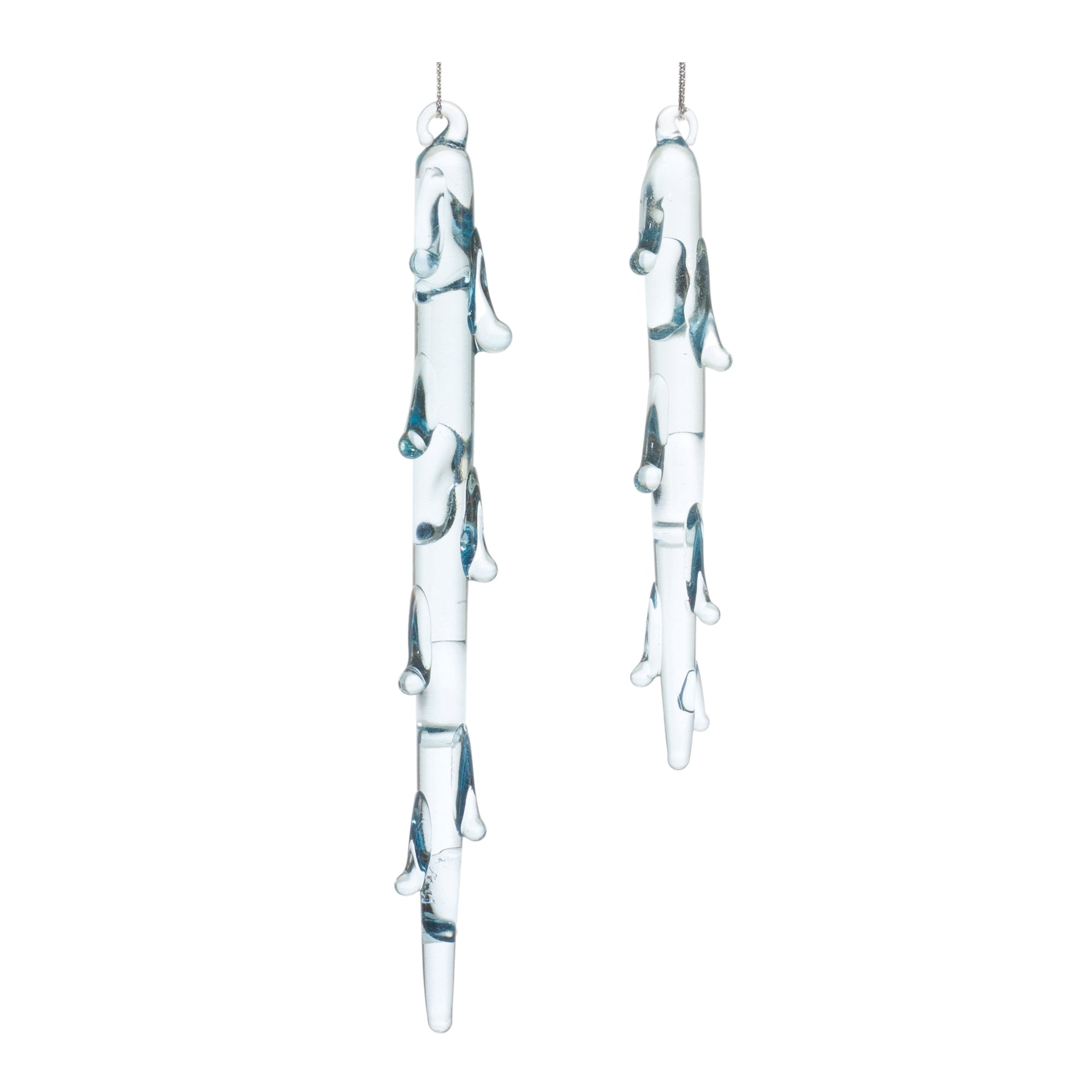Icicle Ornament (Set of 2) 5"H, 7"H Glass