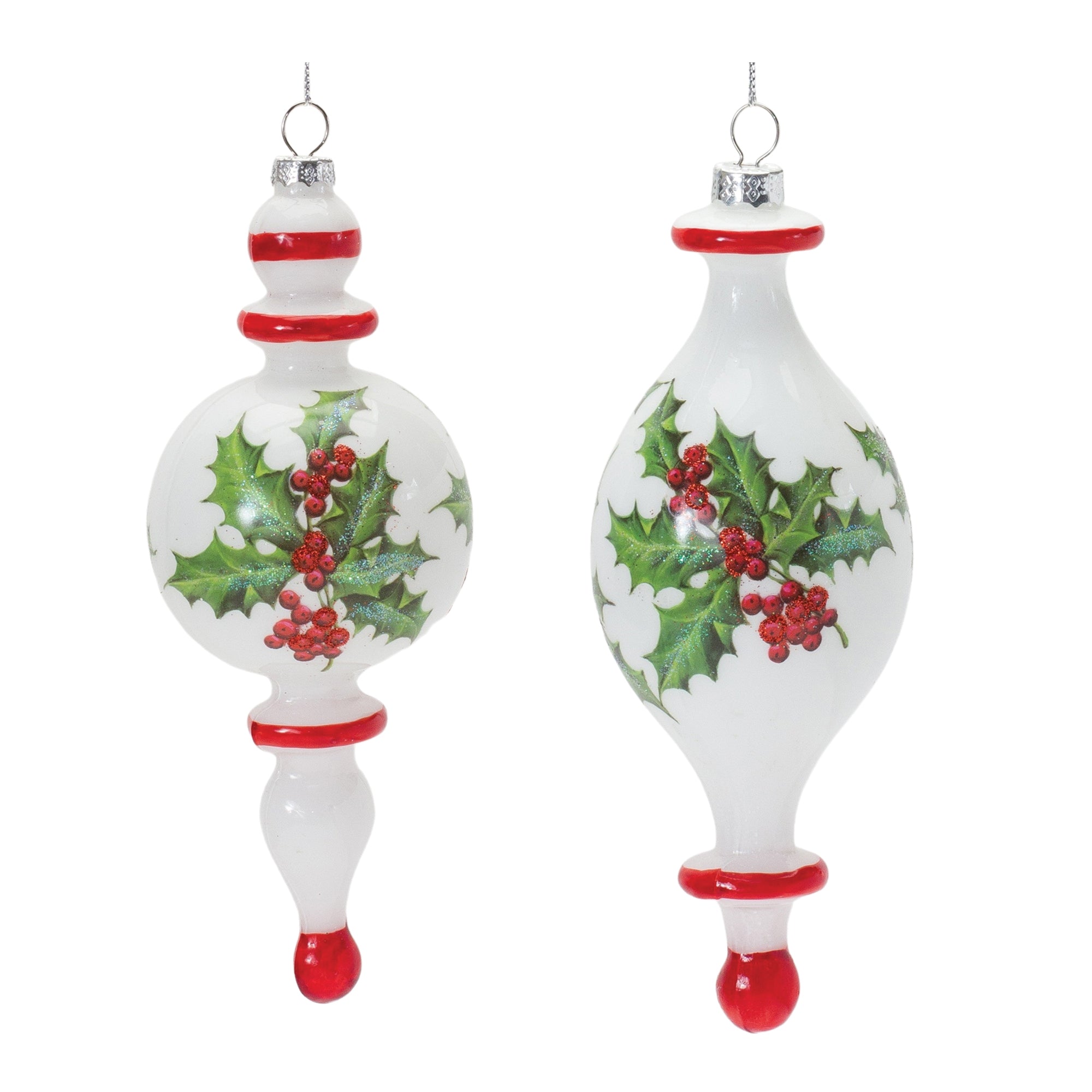 Drop Ornament (2 Asst) 7.75”H Glass