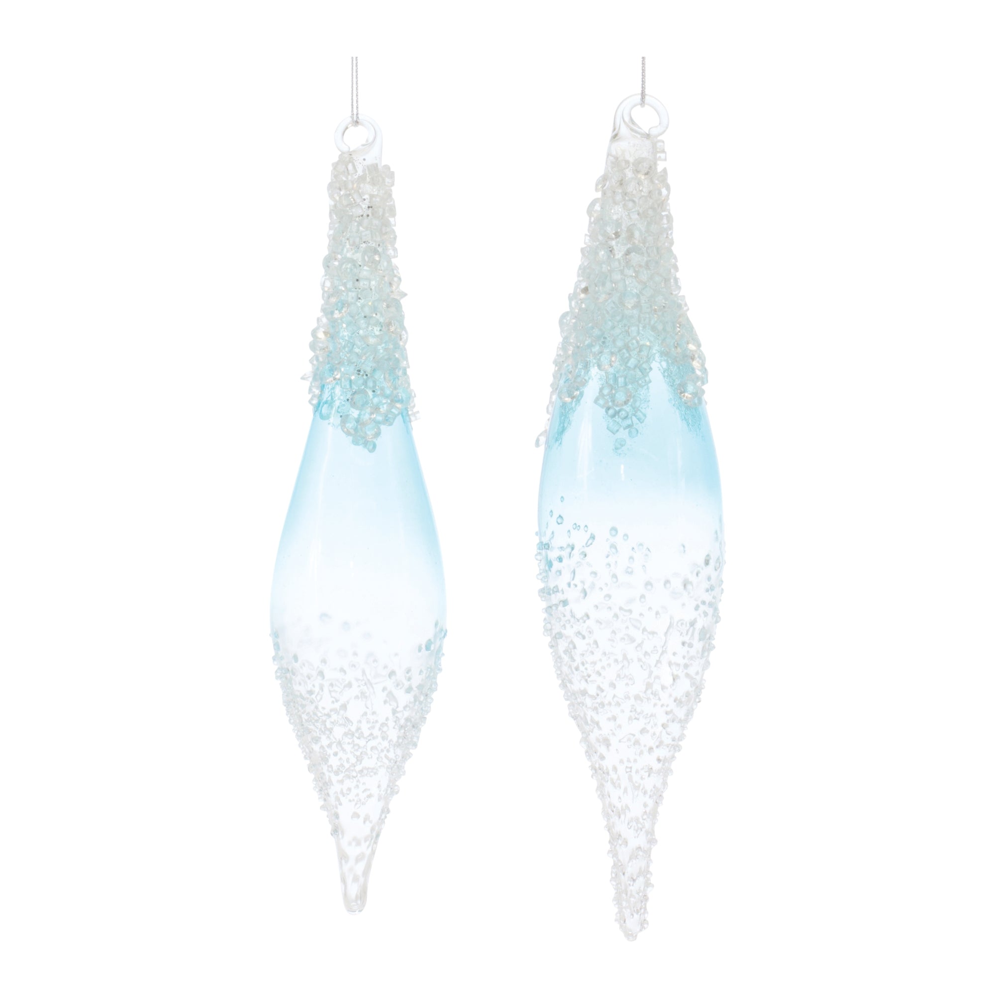 Drop Ornament (Set of 2) 8.5"H, 9"H Glass