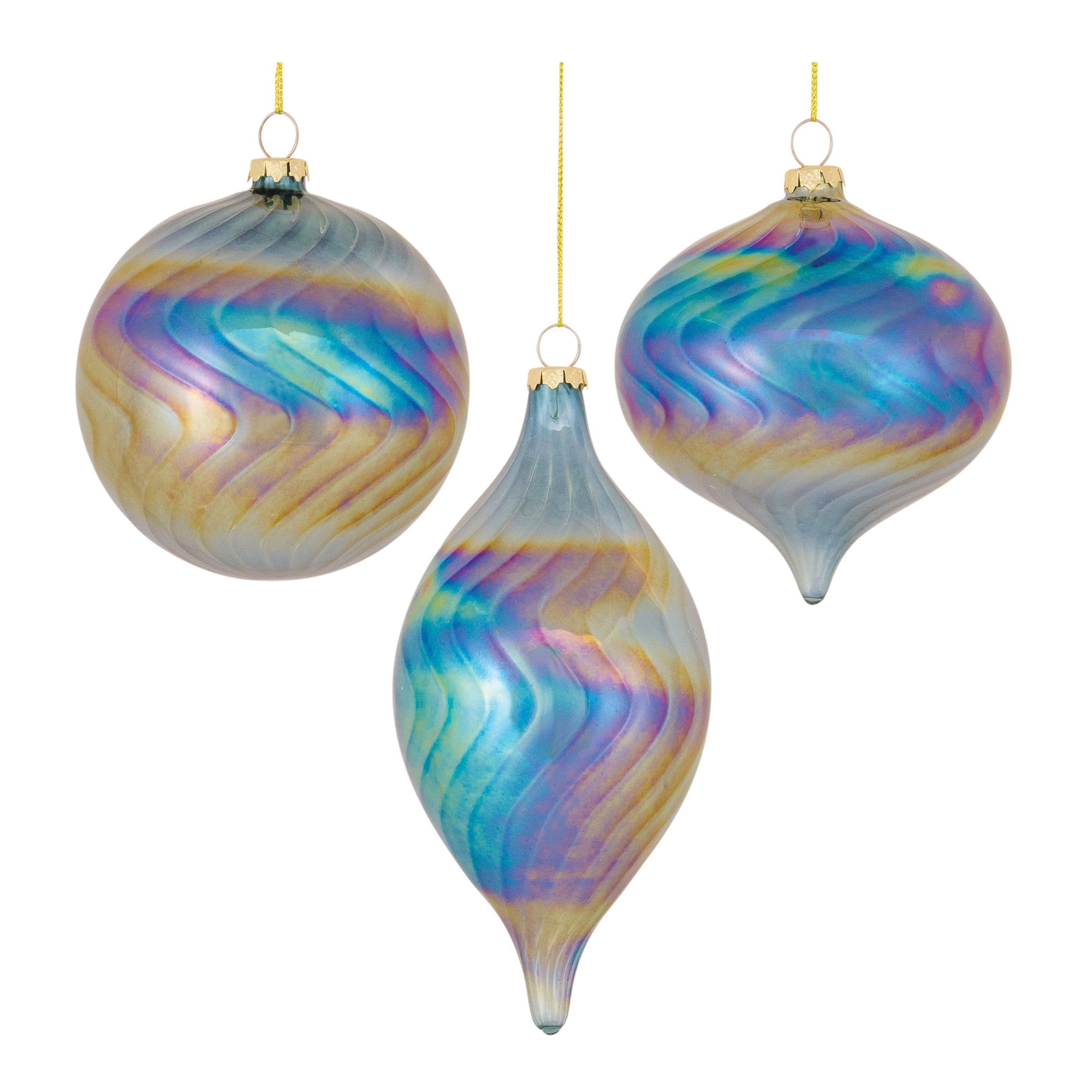 Ornament (3 Asst) 4.75"H, 4.75"H, 7"H Glass