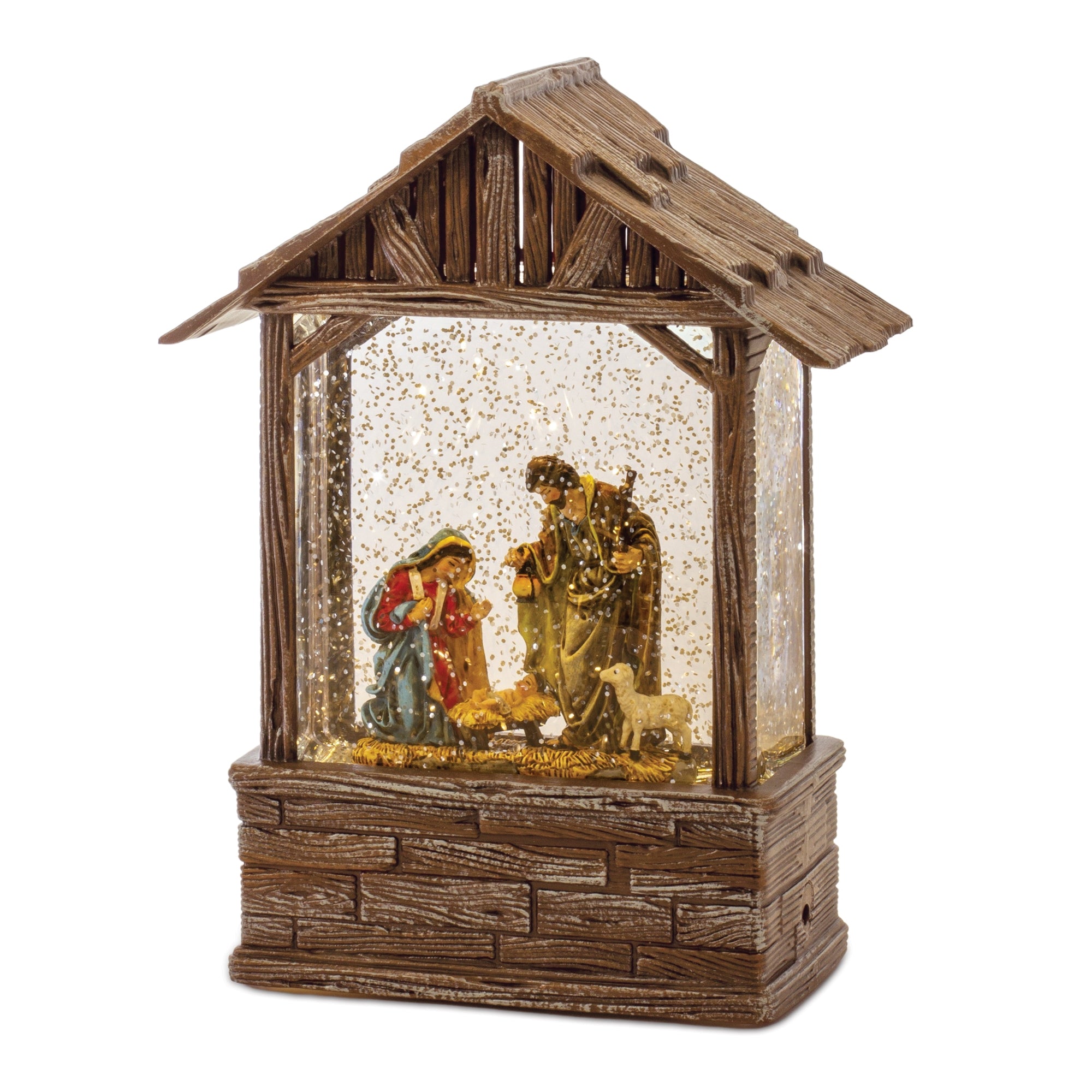 Snow Globe Holy Family 8.25”H  6 Hr Timer 3AA Batteries Not Included or USB Cord Included