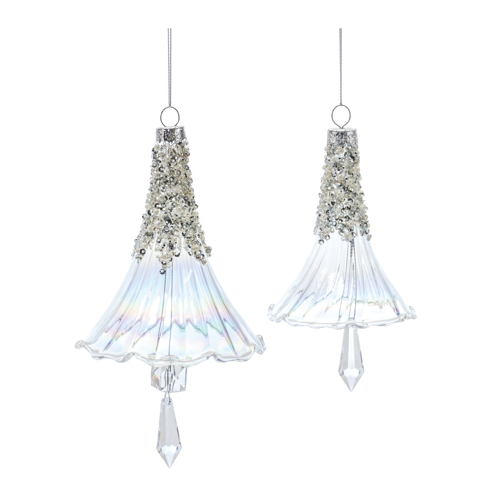 Ornament (Set of 2) 5.25"H, 7.25"H Glass