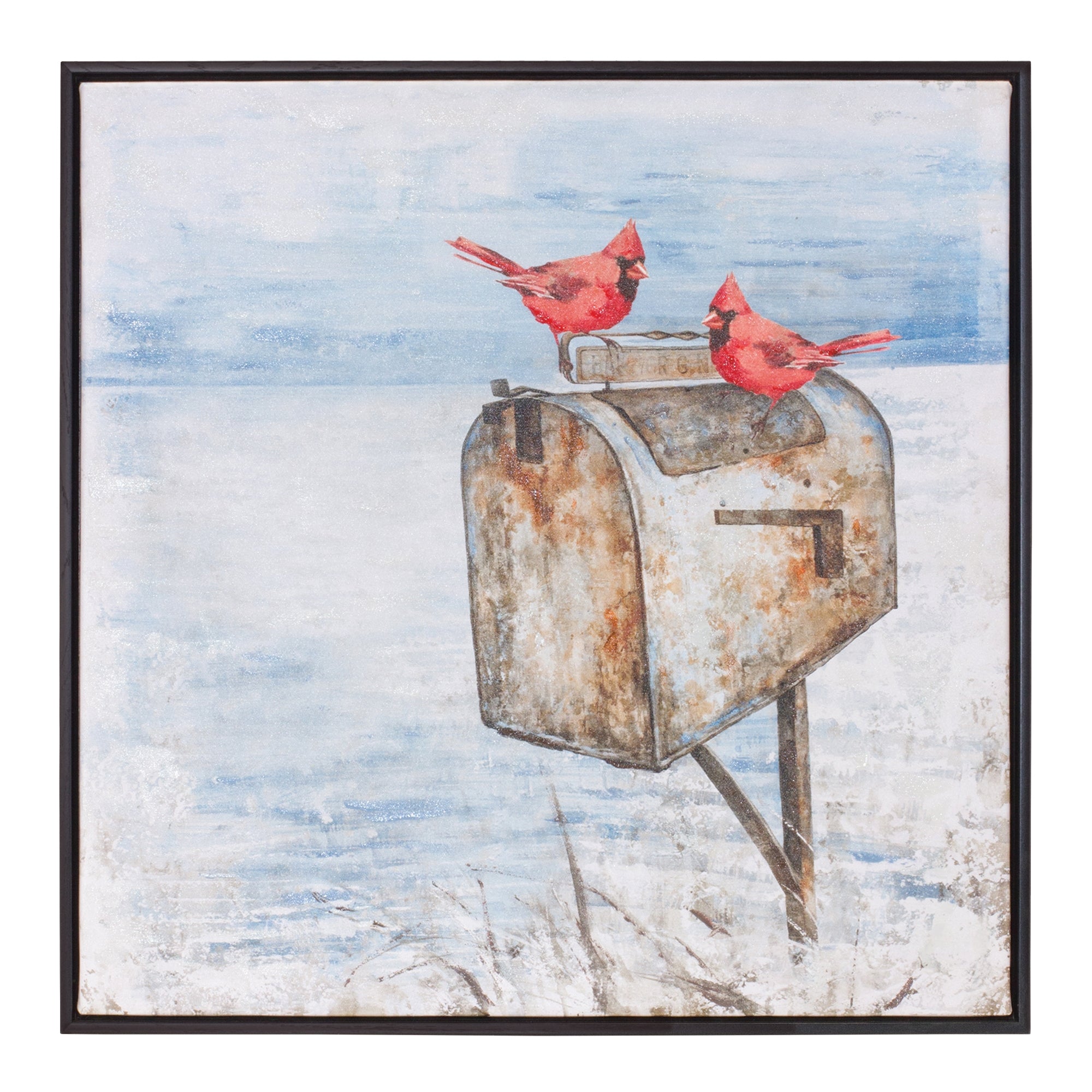 Cardinal and Mailbox Print 24”SQ Canvas