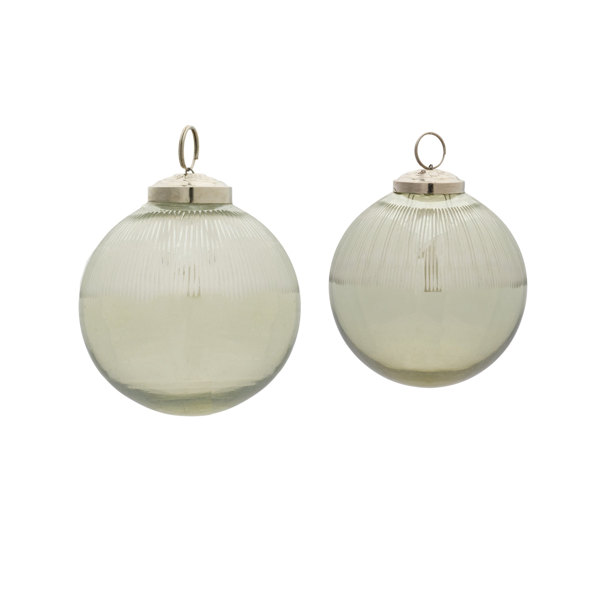 Ball Ornament (Set of 2) 3"D, 4"D Glass