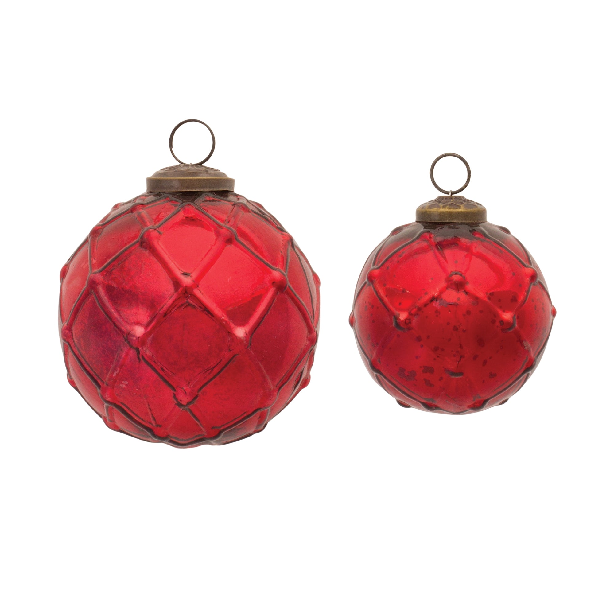 Ball Ornament (Set of 2) 3"D, 4"D Glass