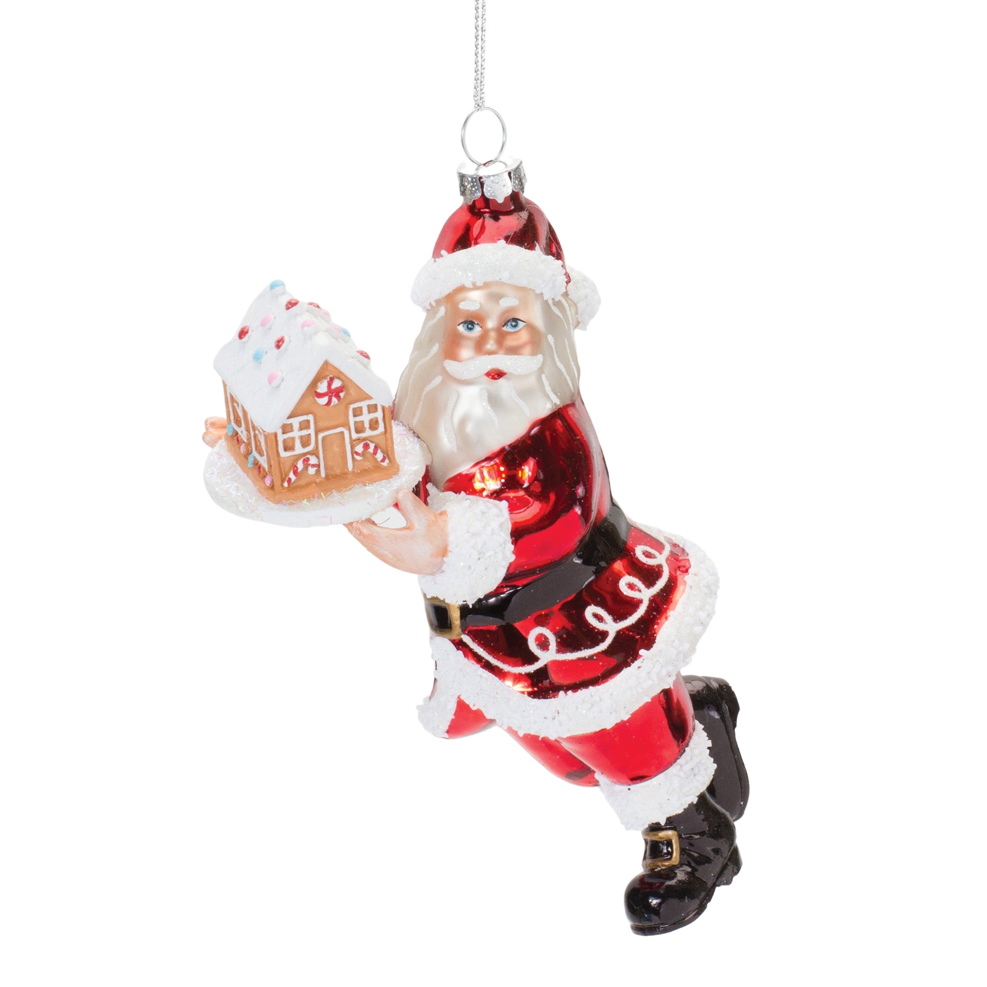 Santa w/Gingerbread 6.5”H Glass