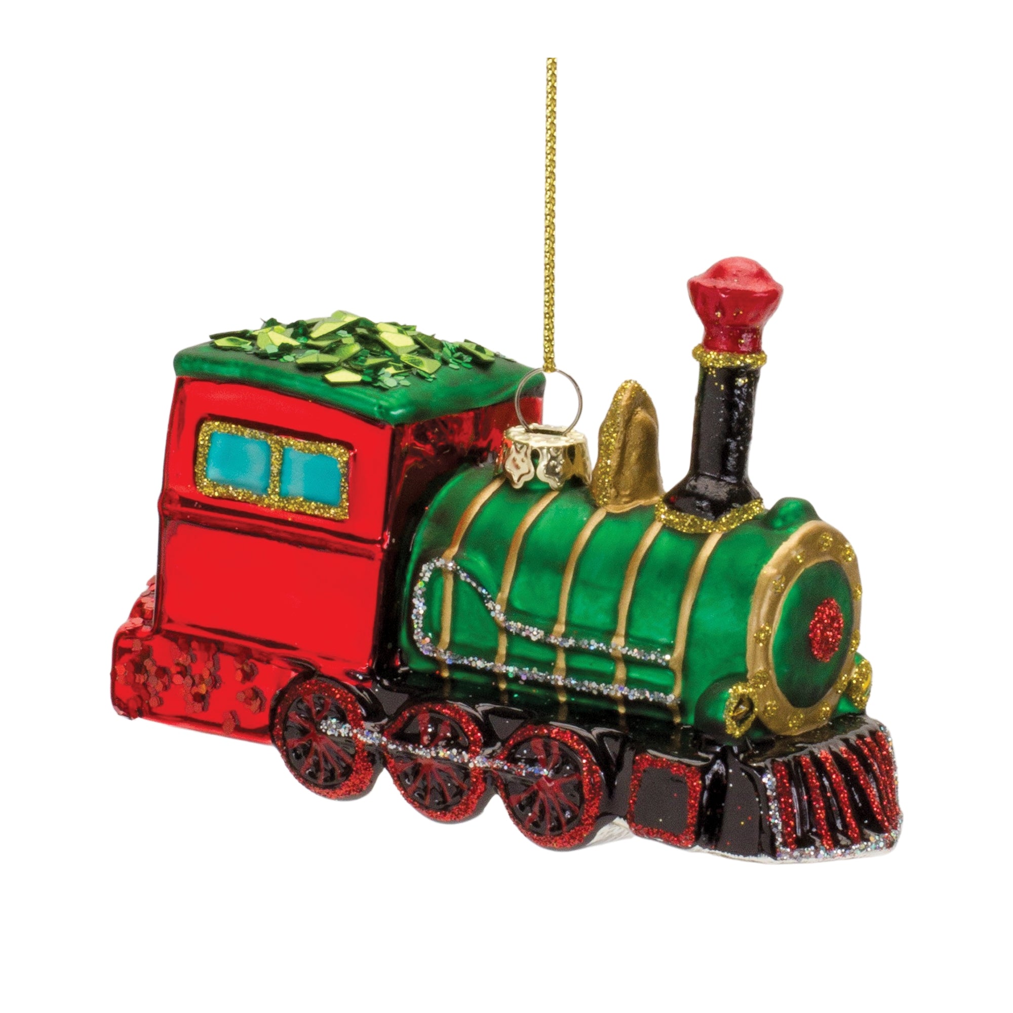 Train Ornament 4.25"L x 3"H Glass