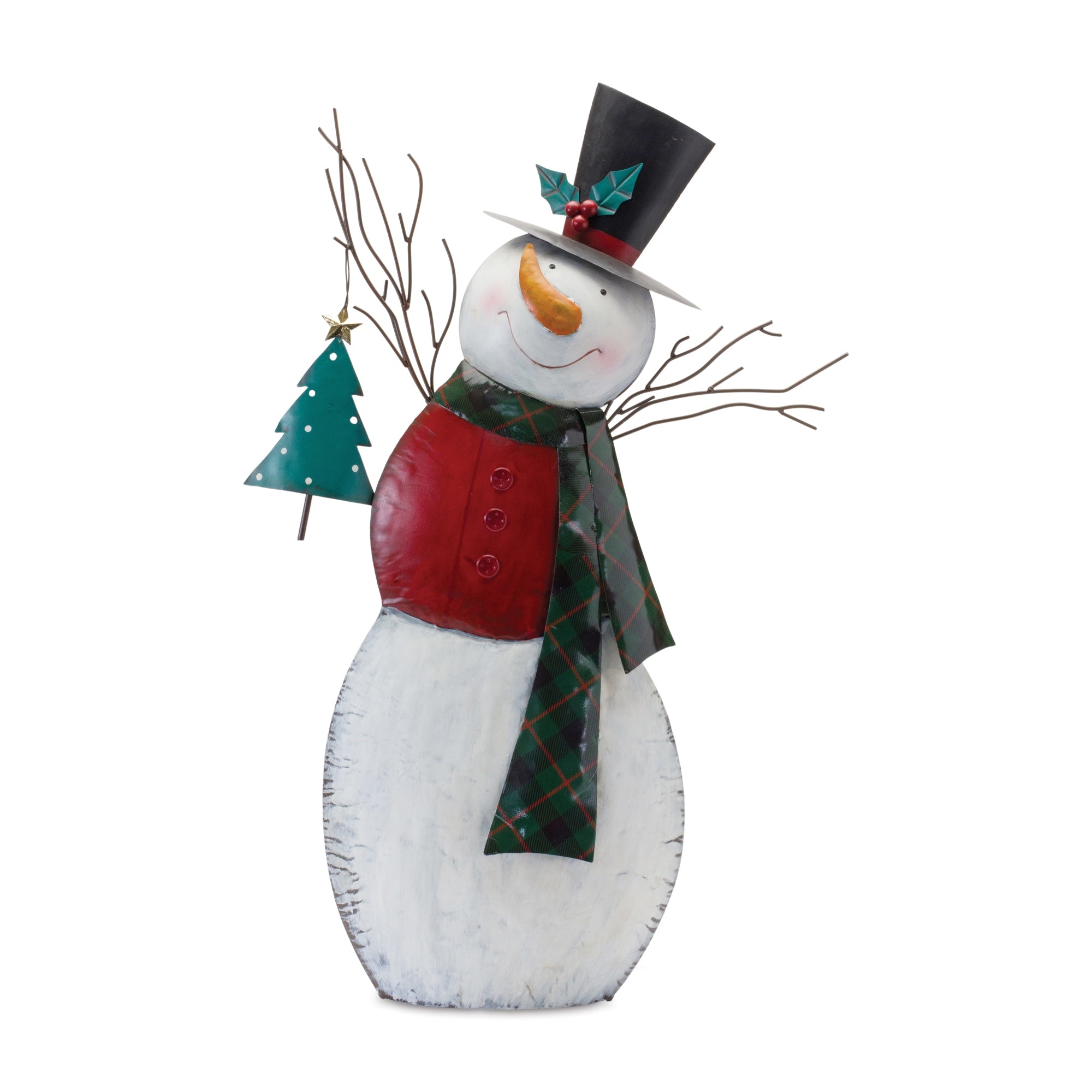 Snowman w/Tree 21.5"L x 33.5"H Iron