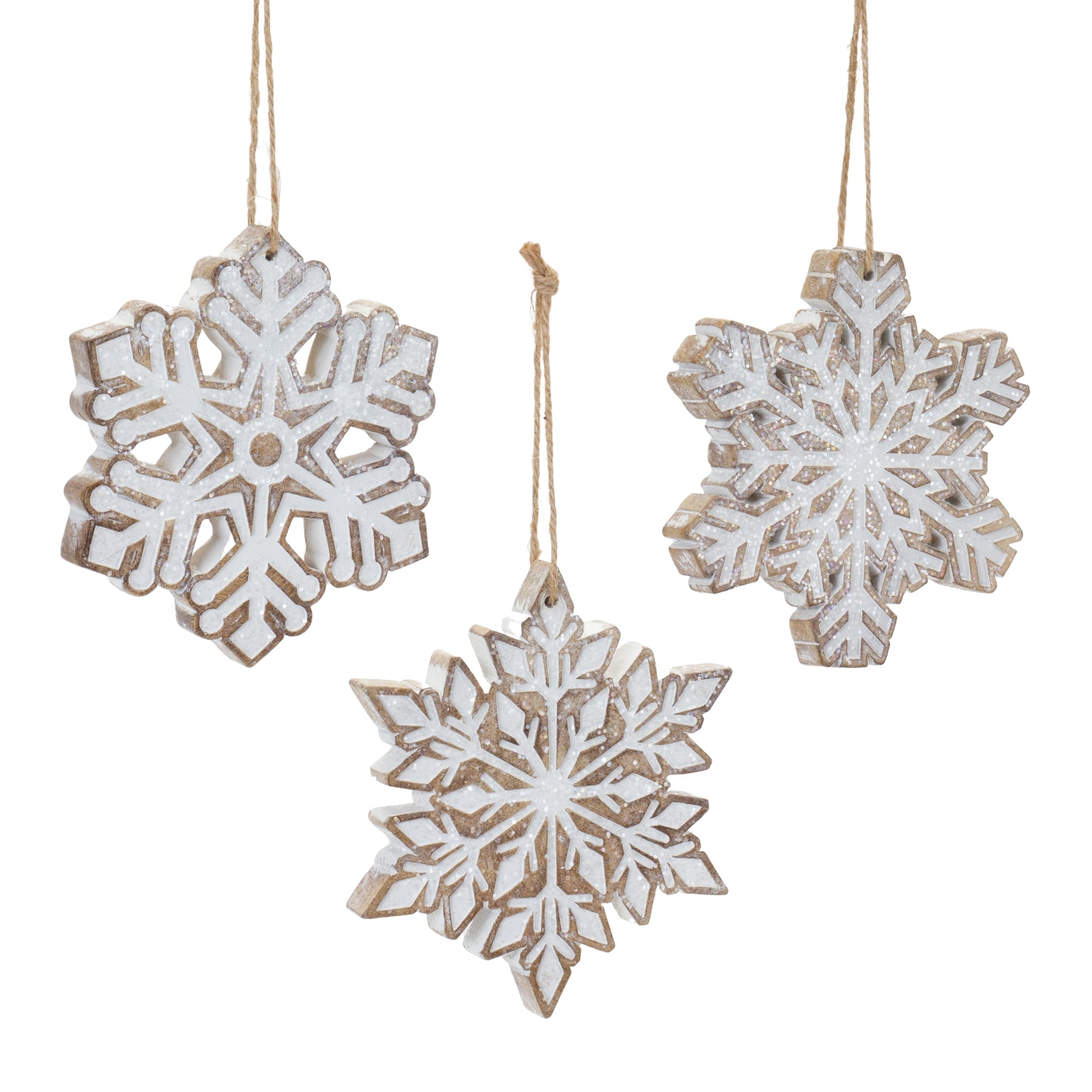 Snowflake Ornament (3 Asst) 4.75”H Resin