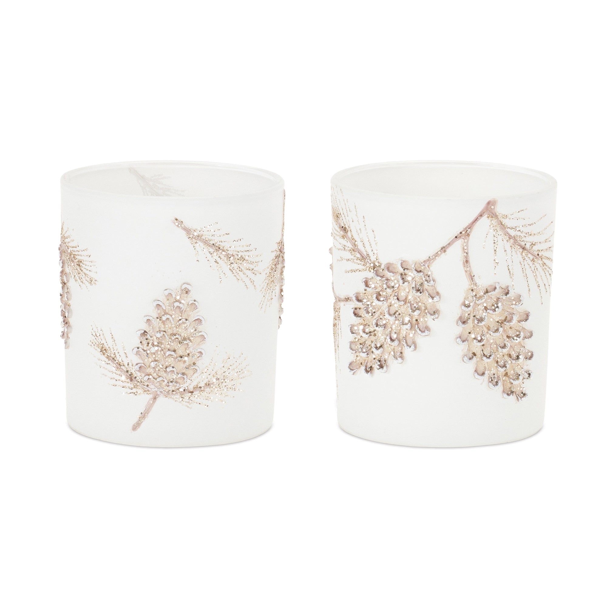 Pine Cone Votive Holder (2 Asst) 3.5”H Glass