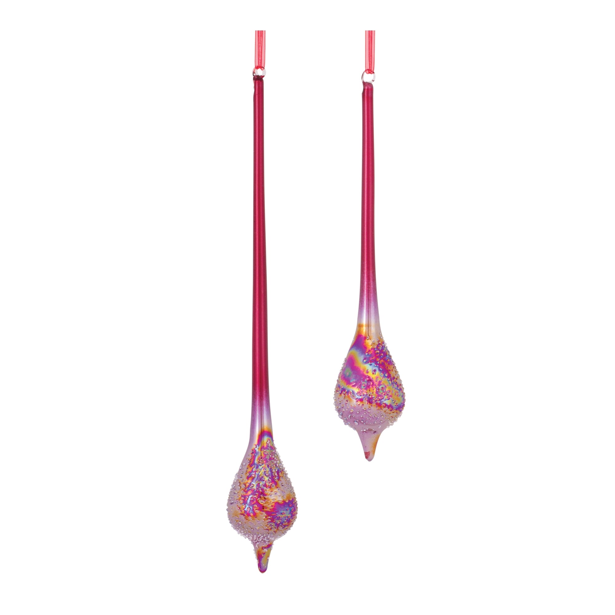 Drop Ornament (Set of 2) 12"H, 15.5"H Glass
