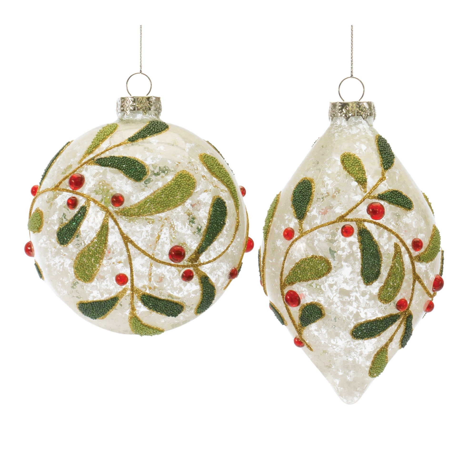 Ornament (2 Asst) 4.75"H, 5.75"H Glass
