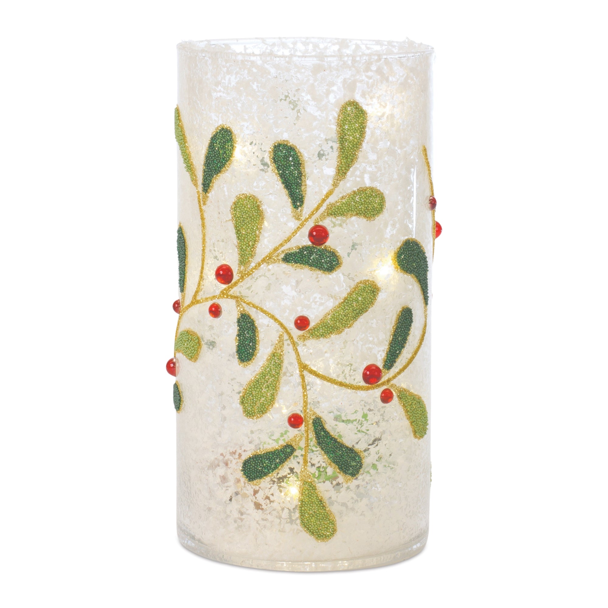 Mistletoe Candle Holder 7.75”H Glass