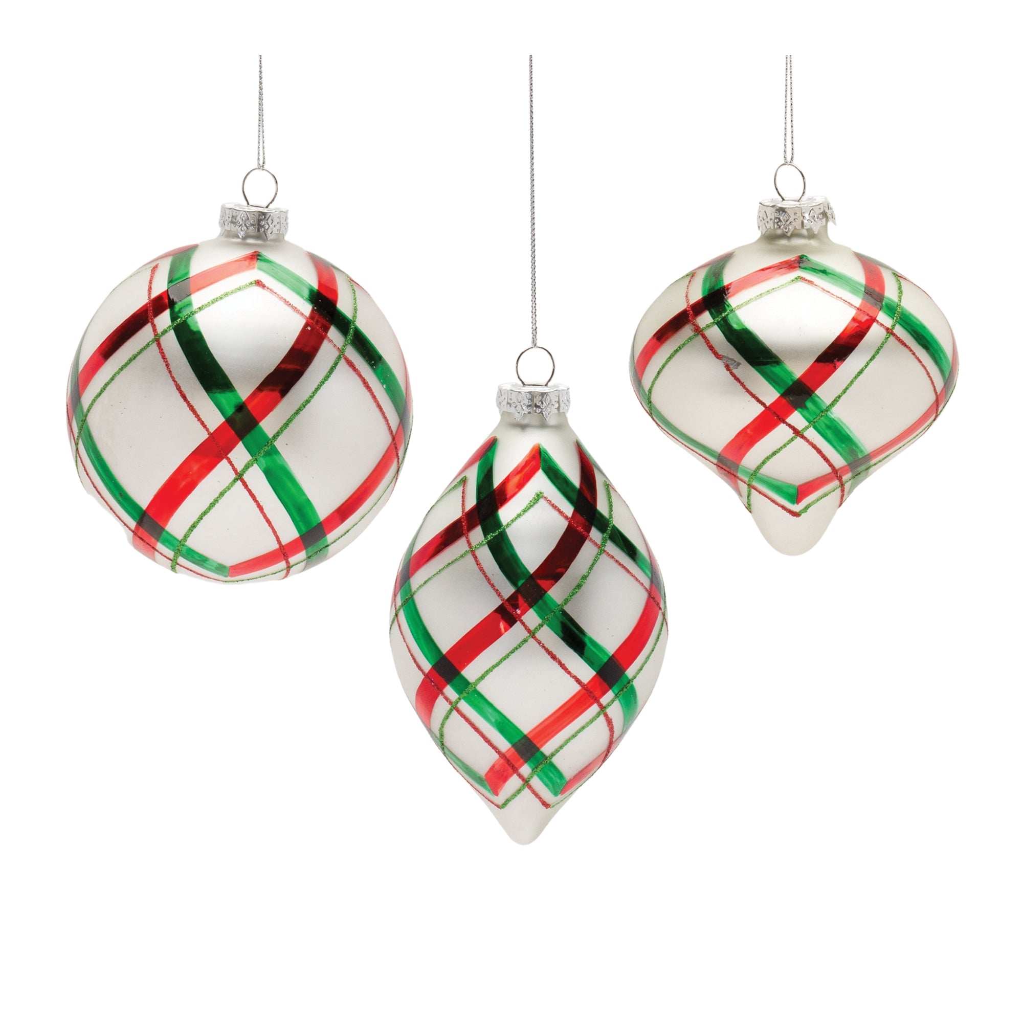 Ornament (3 Asst) 4.75"H, 4.75"H, 6"H Glass