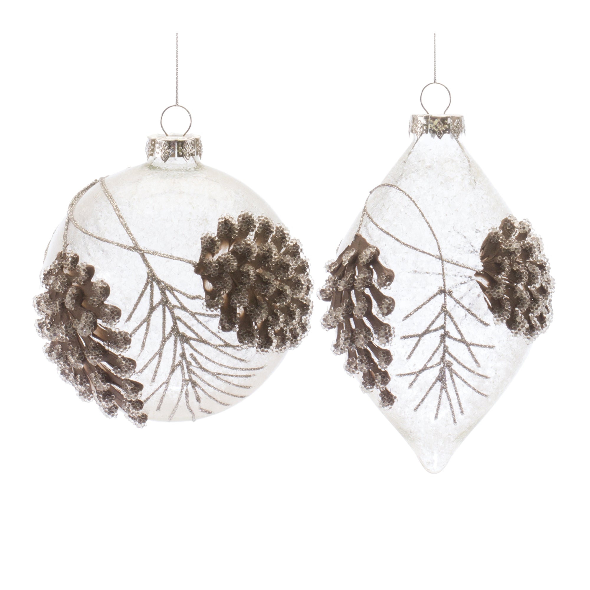 Ornament (2 Asst) 4.75"H, 5.75"H Glass