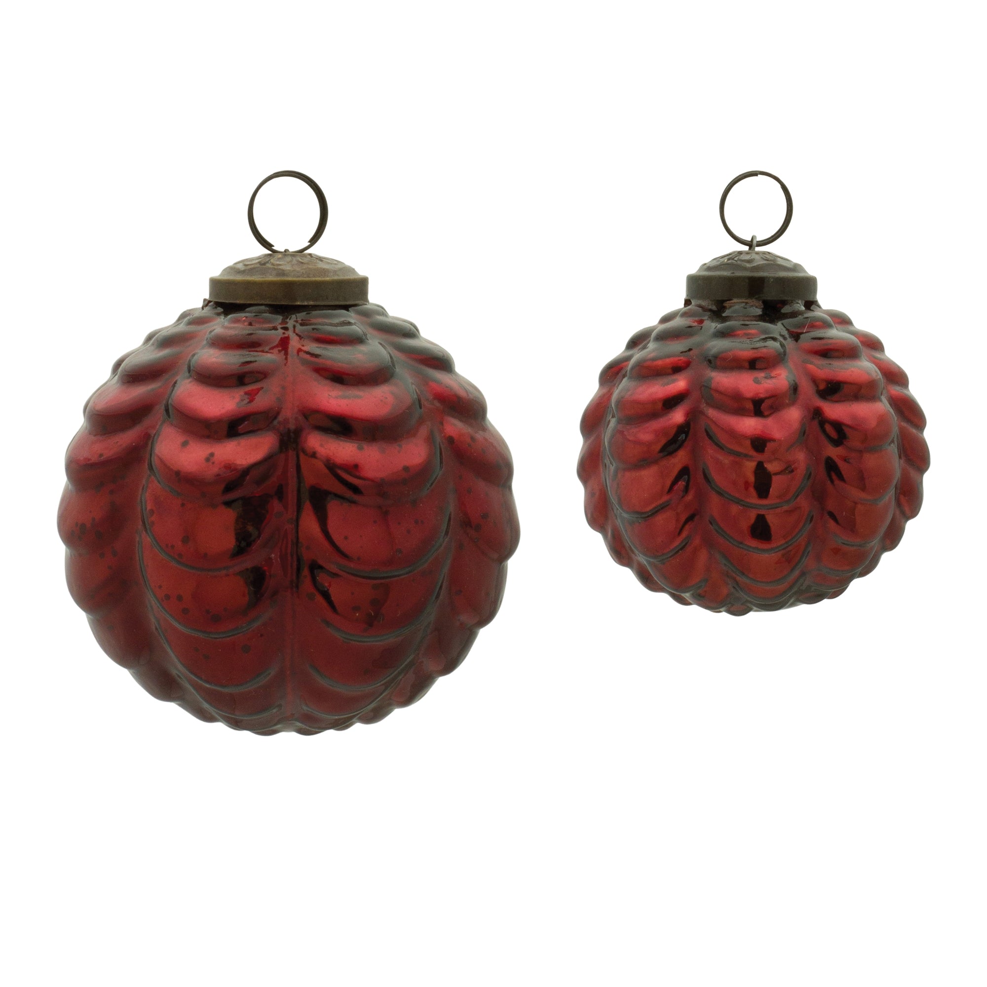 Ball Ornament (Set of 2) 3"D, 4"D Glass