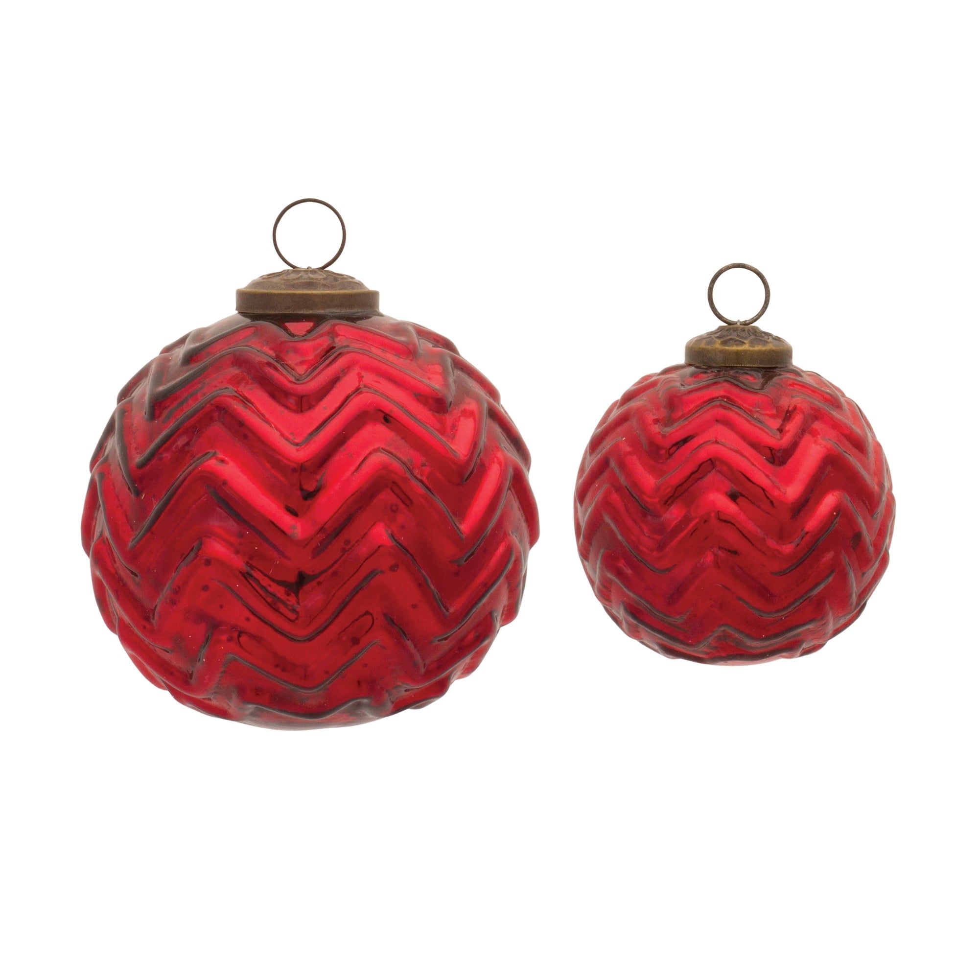 Ball Ornament (Set of 2) 3"D, 4"D Glass