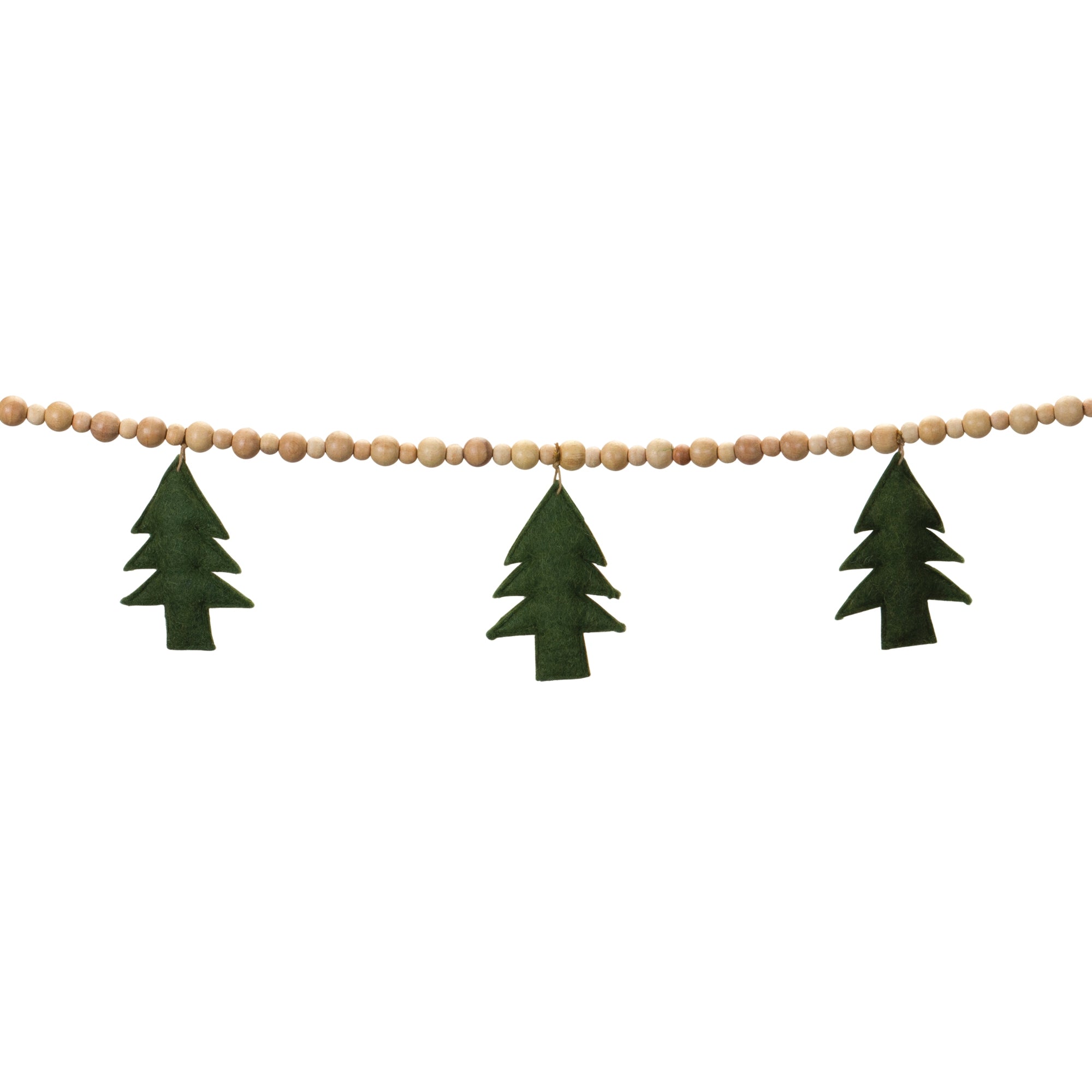 Bead and Tree Garland 6'L Wood/Wool