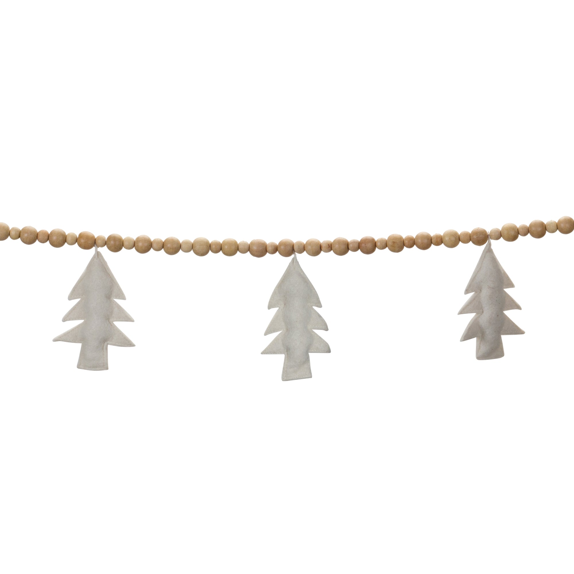 Bead and Tree Garland 6'L Wood/Wool
