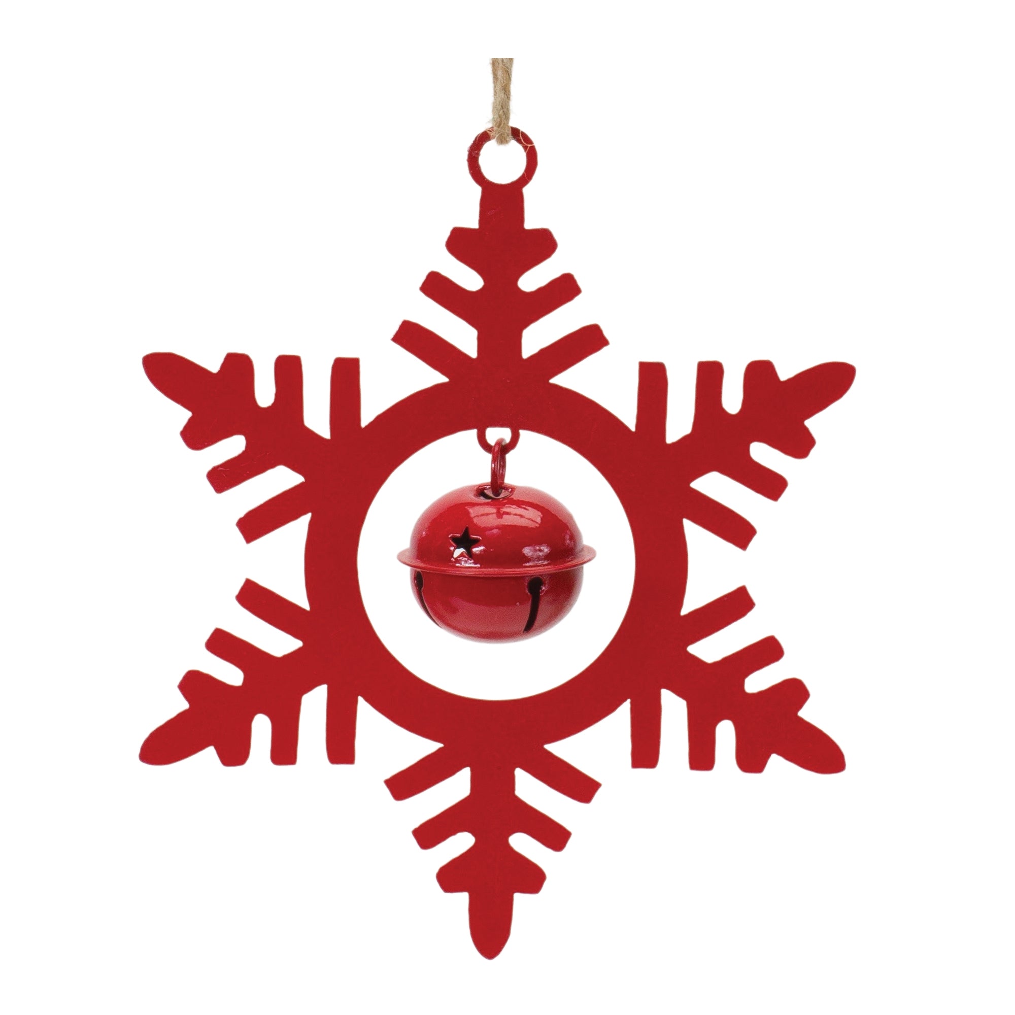Snowflake Ornament w/Bell 6.5”H Iron