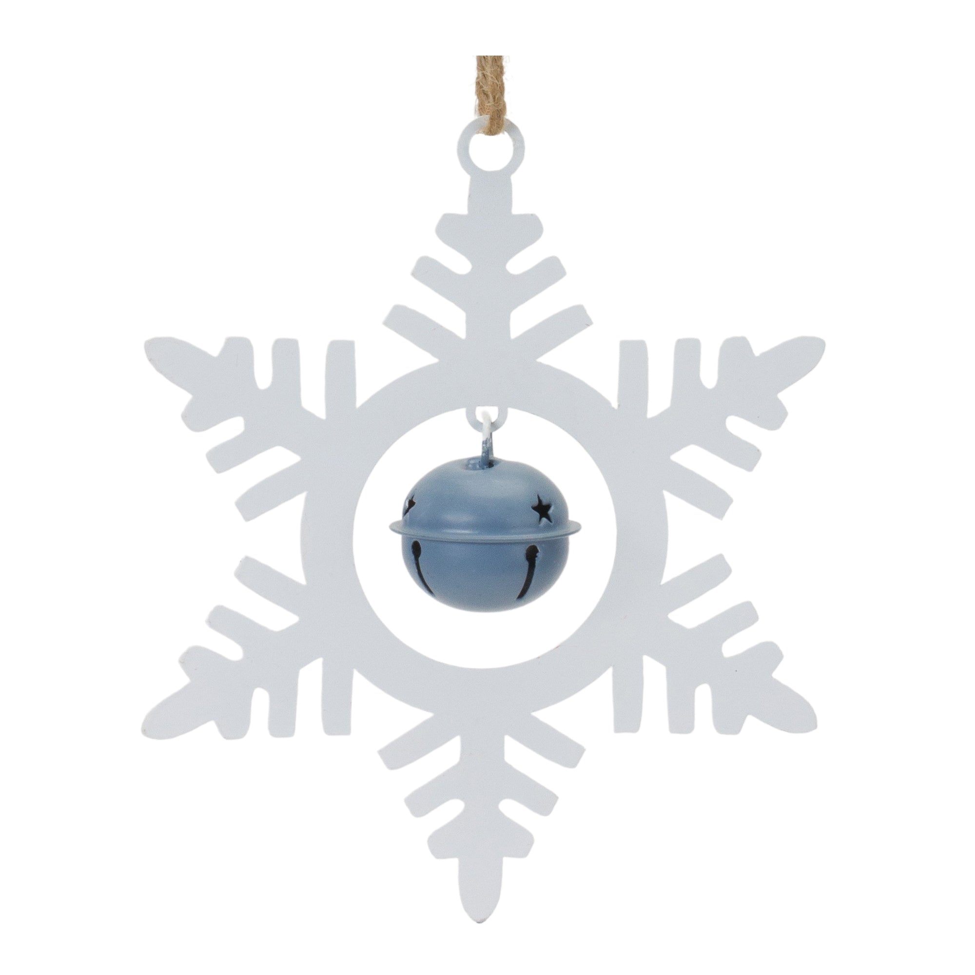 Snowflake Ornament w/Bell 6.5”H Iron