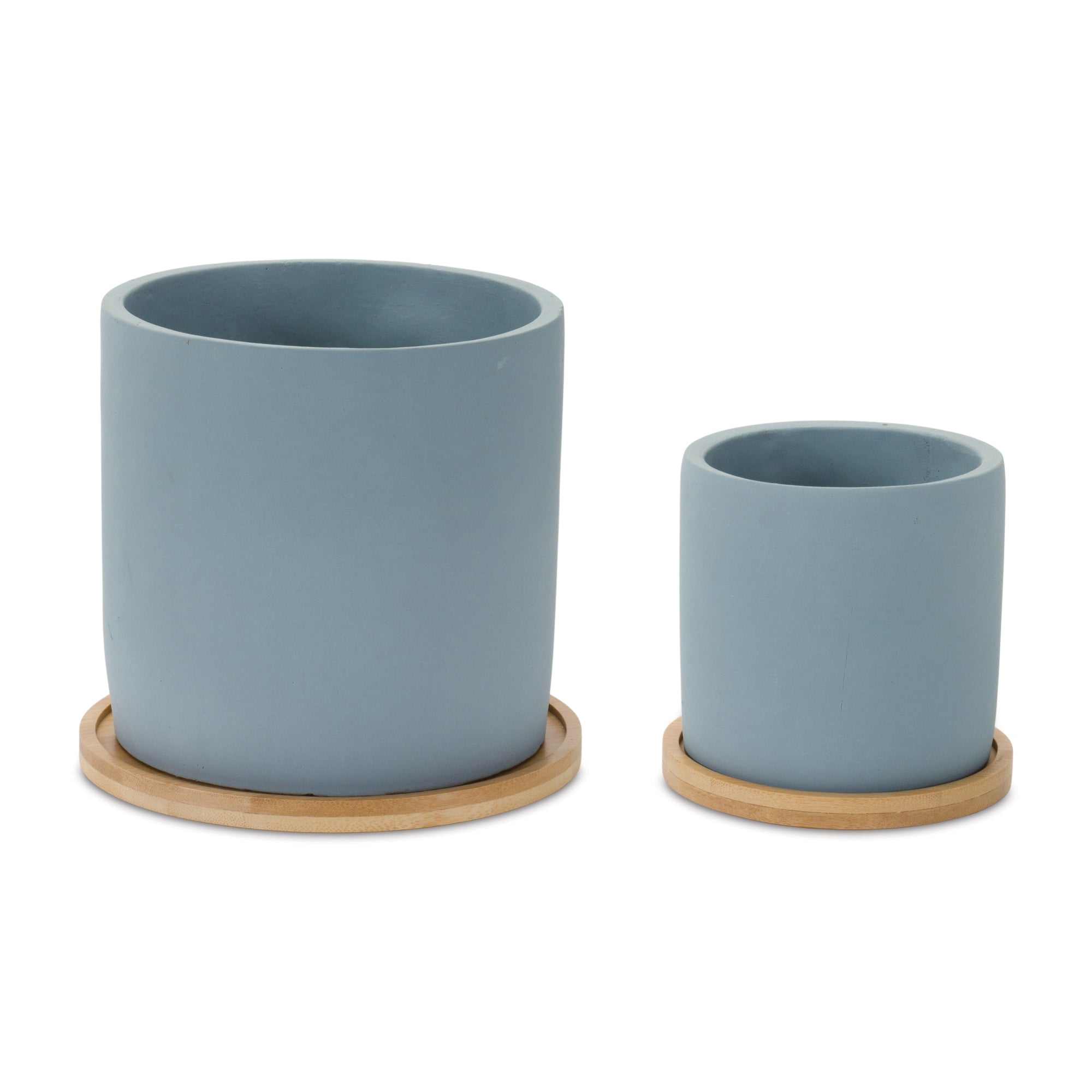 Container w/Plate (Set of 2) 4.5"D x 4.25"H, 6.5"D x 6"H Cement