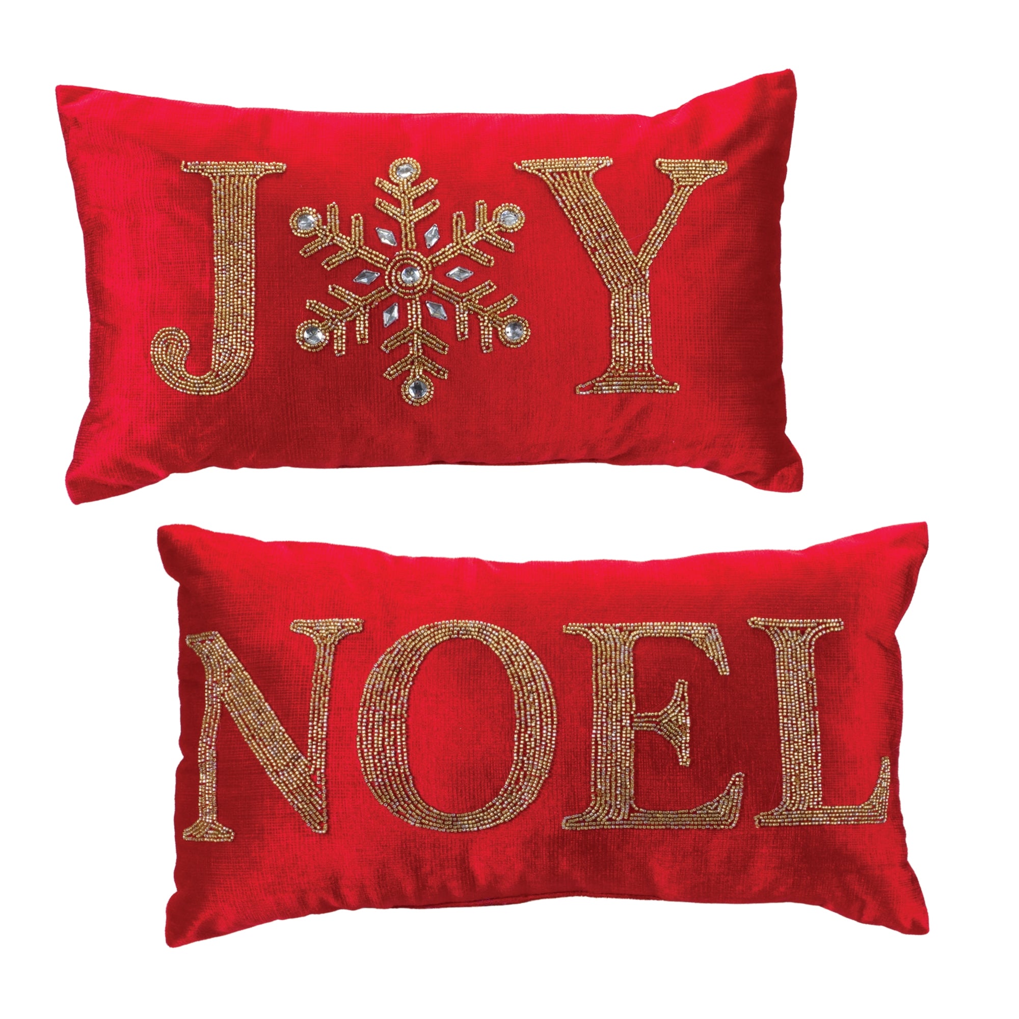 Joy and Noel Pillow (2 Asst) 19"L x 12"H Polyester