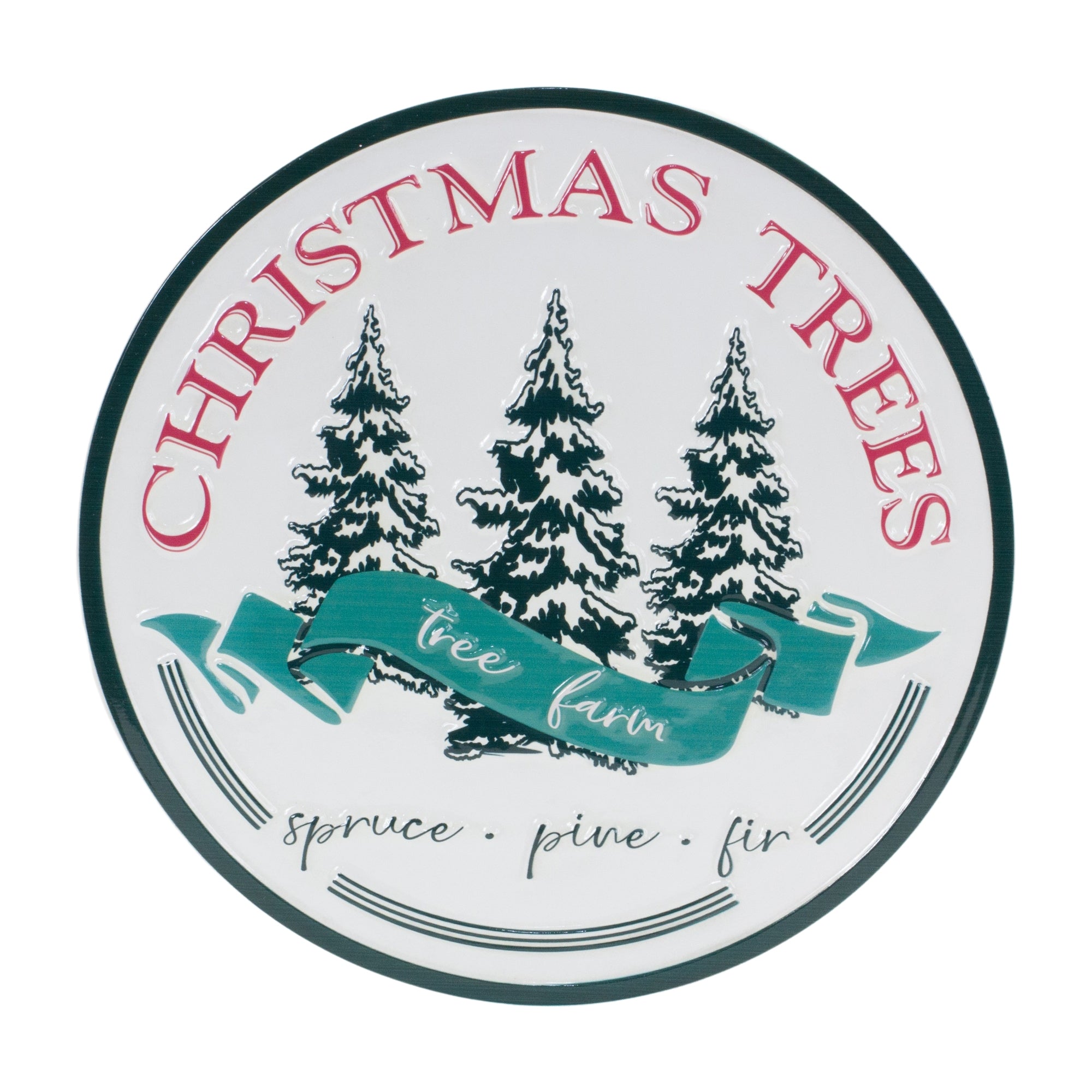 Christmas Tree Sign 14”D Metal